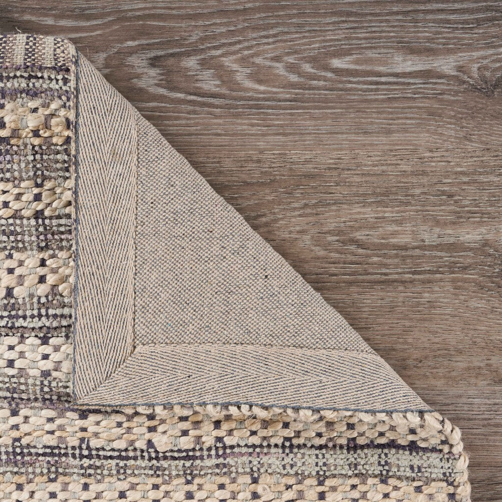 8' x 10' Brown and Gray Striped Area Rug