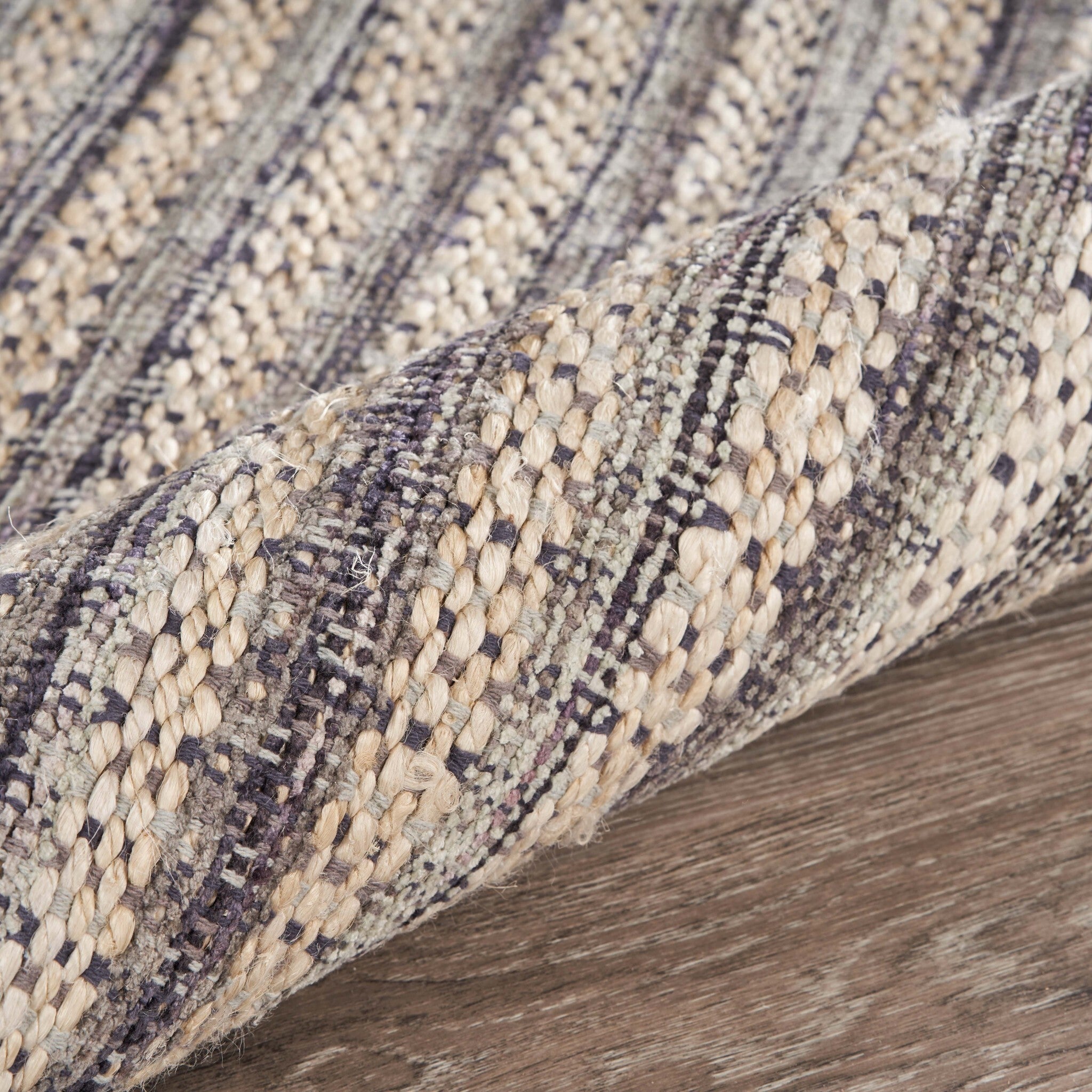 8' x 10' Brown and Gray Striped Area Rug
