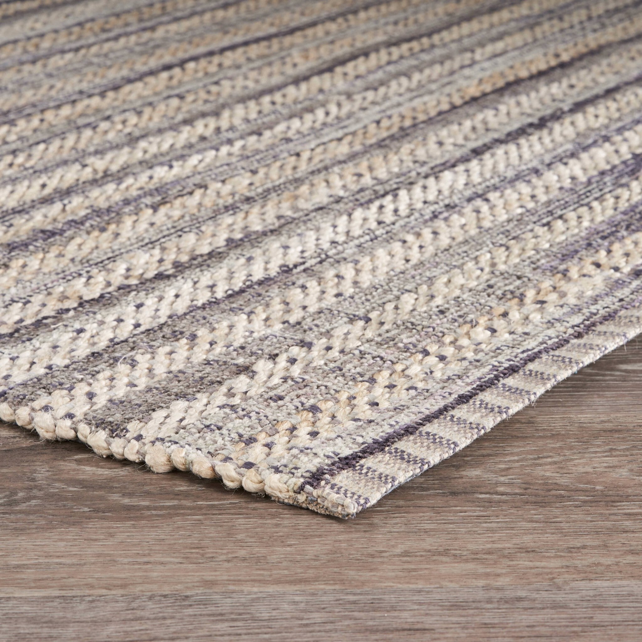 8' x 10' Brown and Gray Striped Area Rug