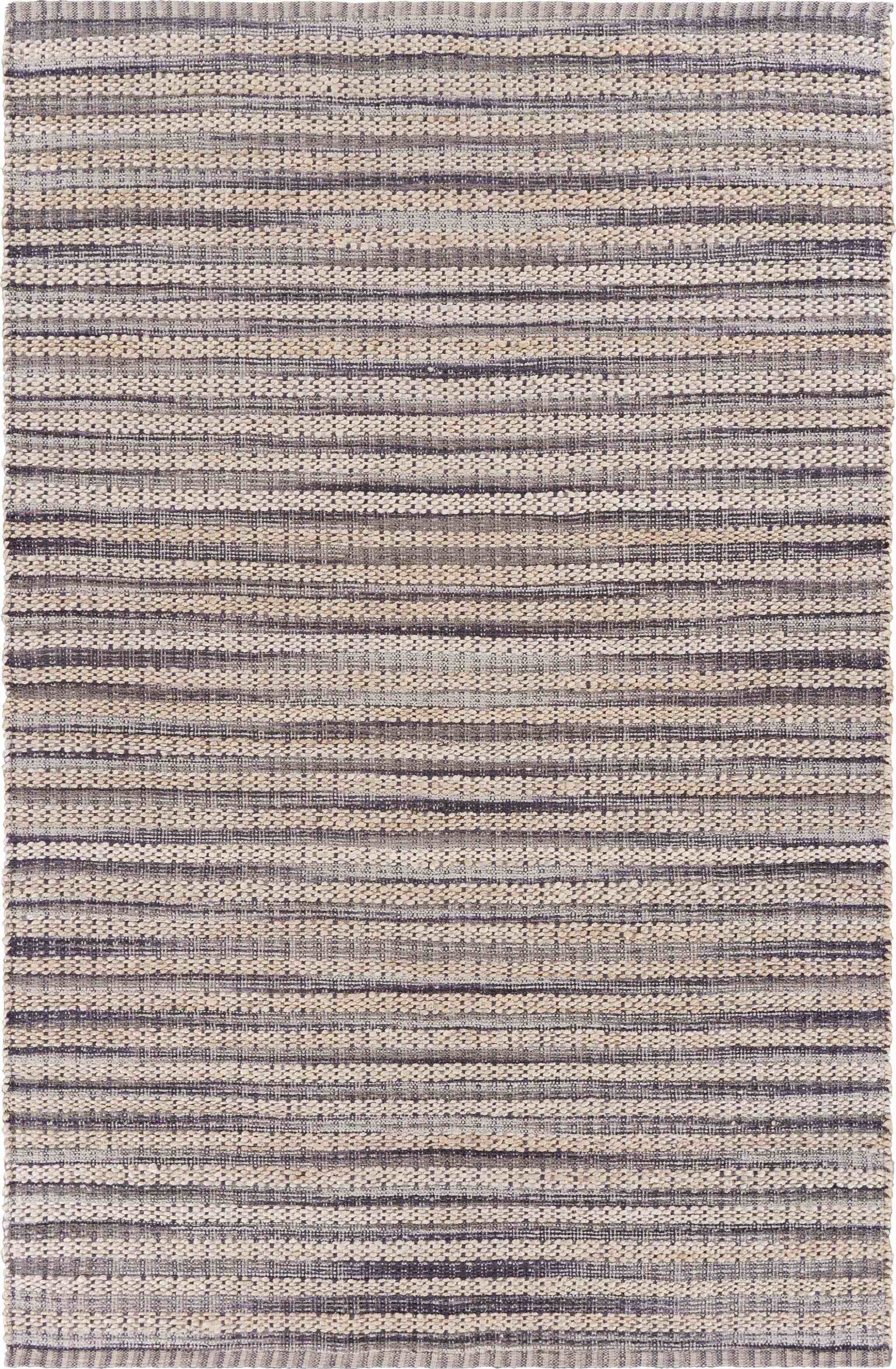 9' x 12' Brown and Gray Striped Area Rug