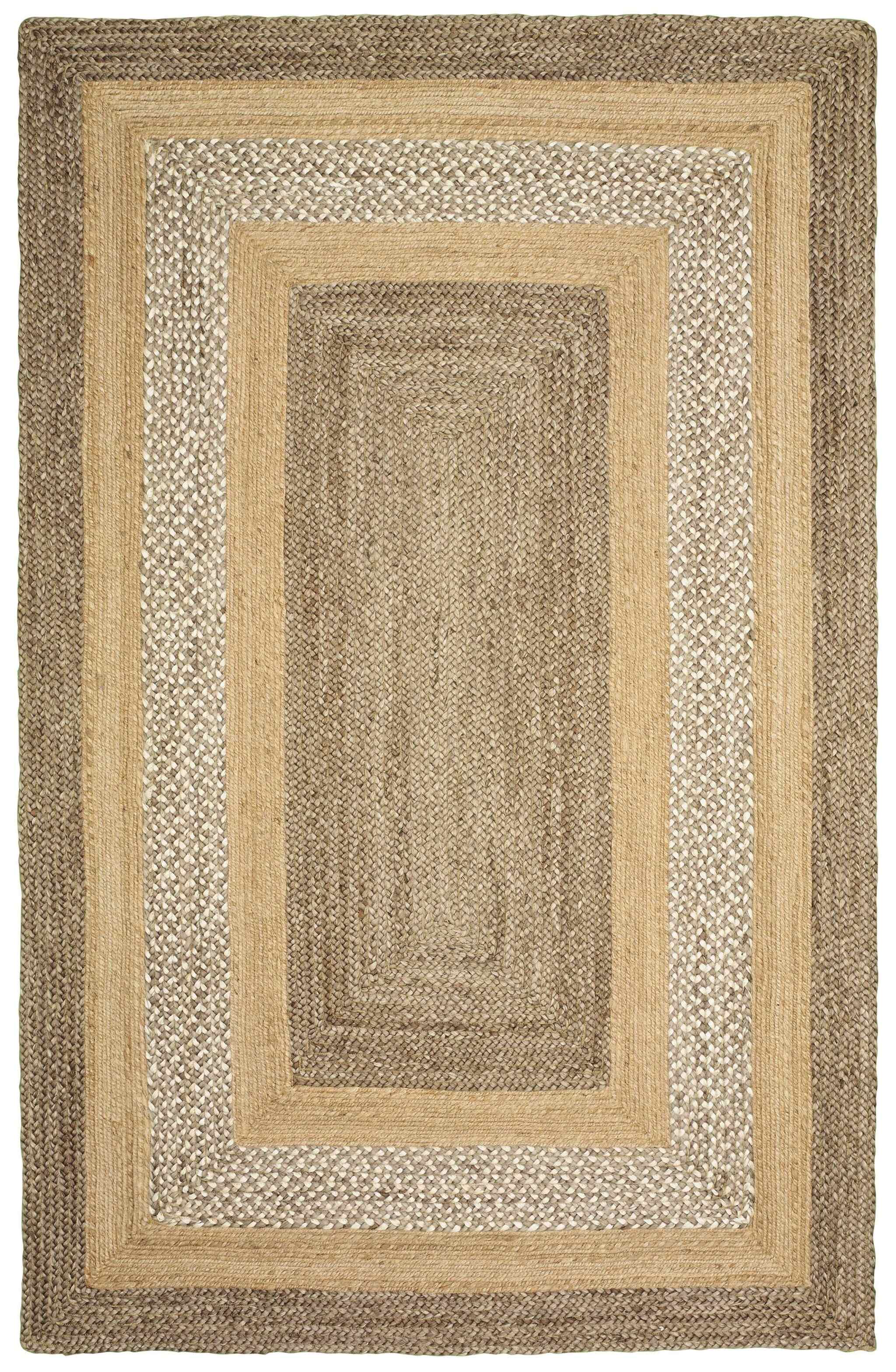 5' x 8' Tan and Beige Bordered Area Rug