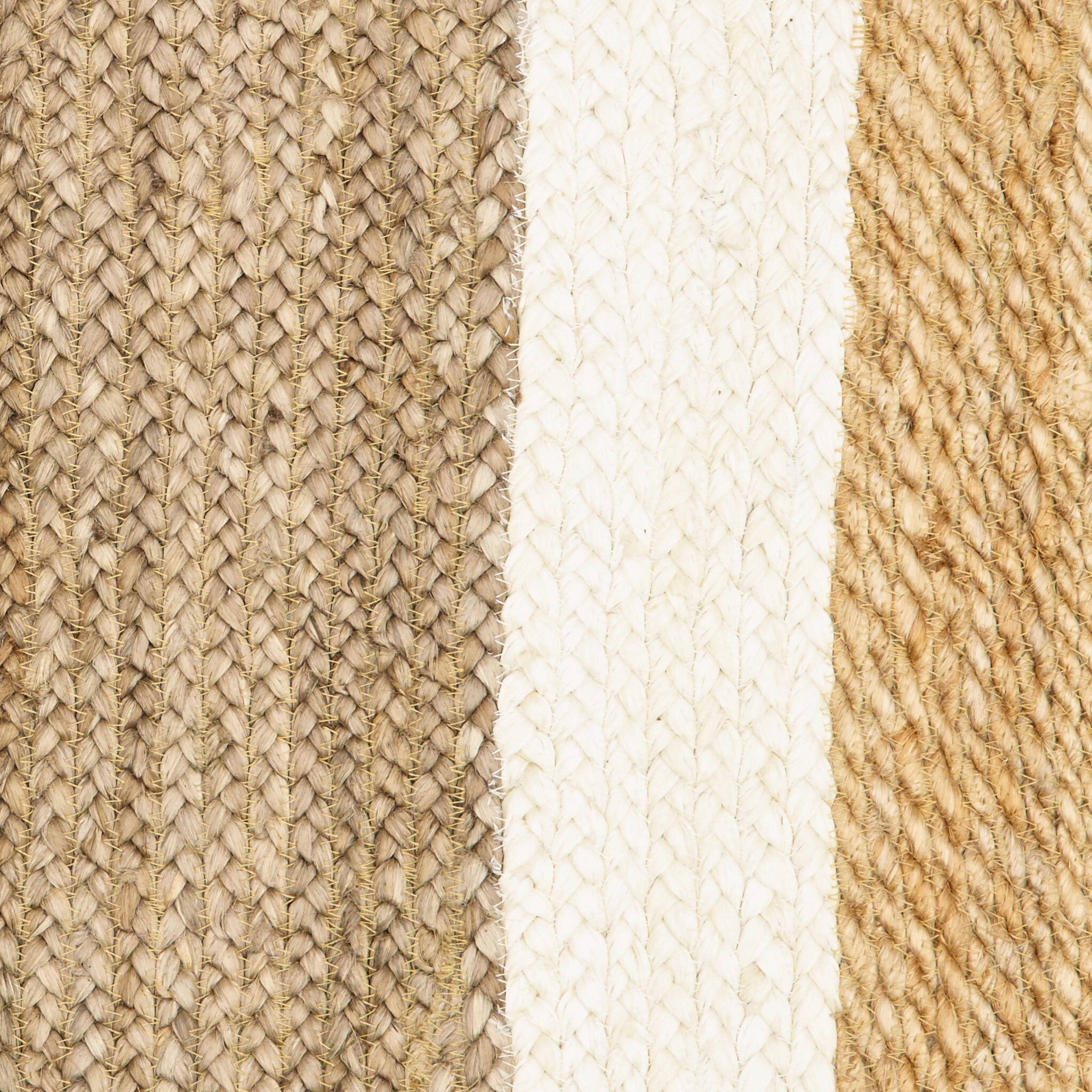 5' x 8' Tan and White Multiple Bordered Area Rug