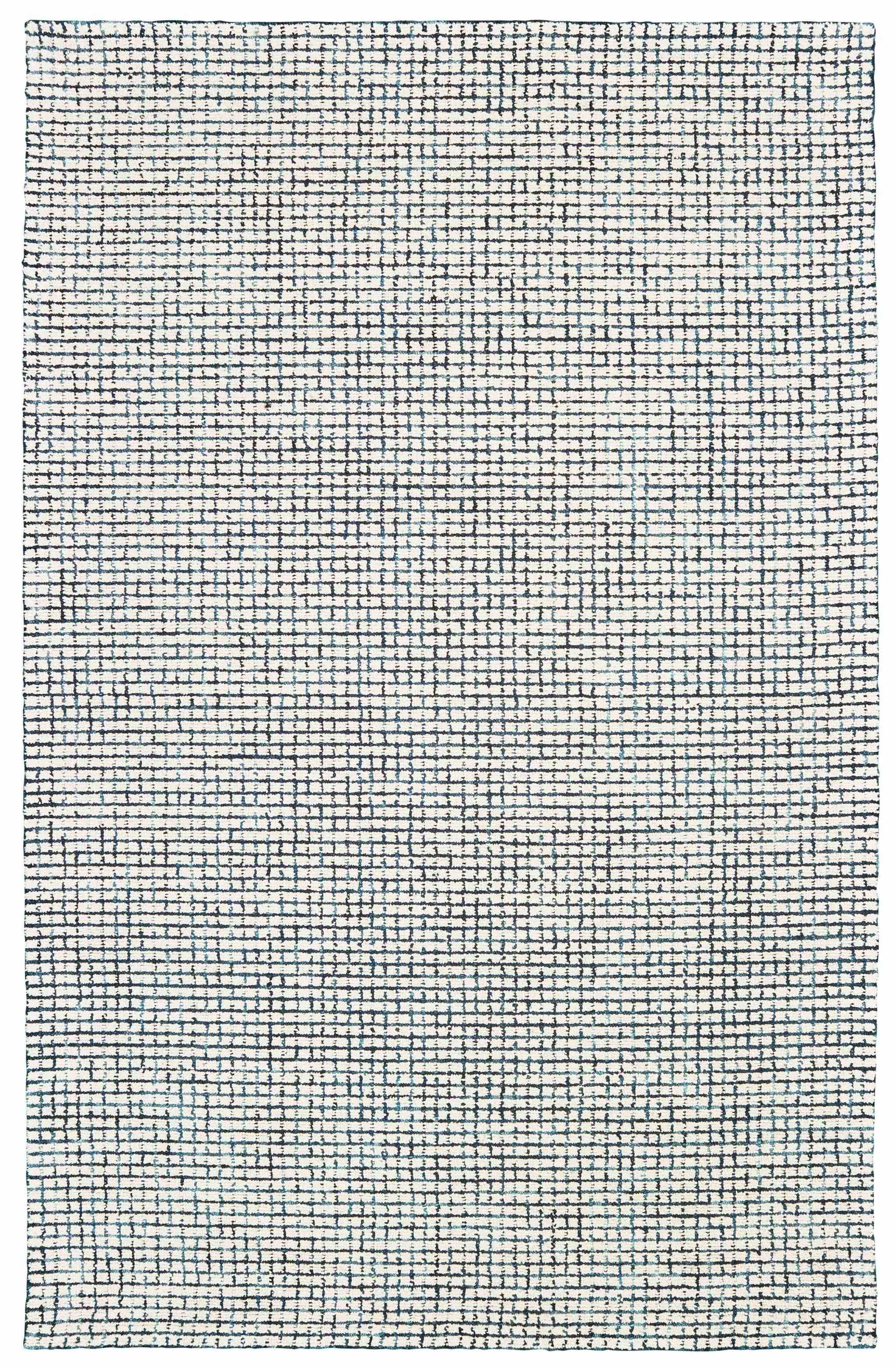 9' x 12' Navy and Ivory Grids Area Rug