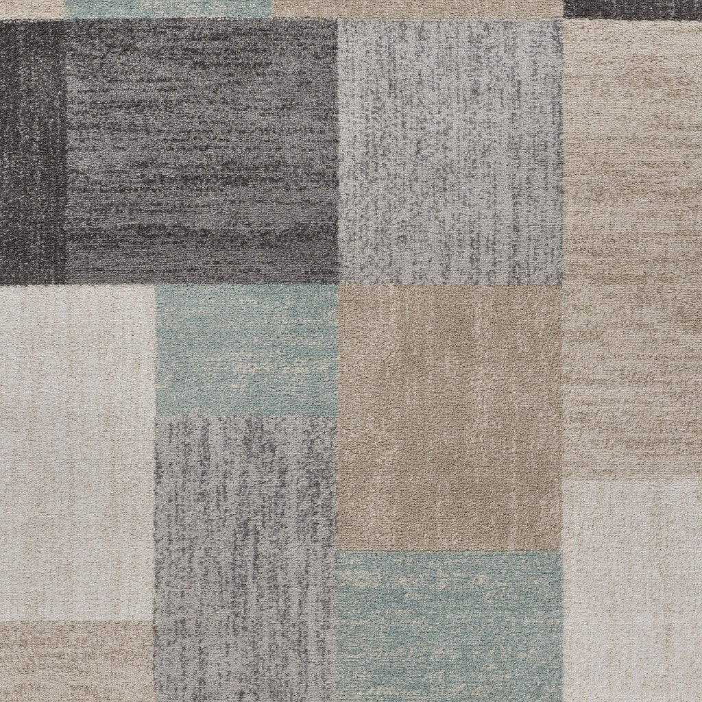 8' x 10' Beige and Black Modern Blocks Area Rug