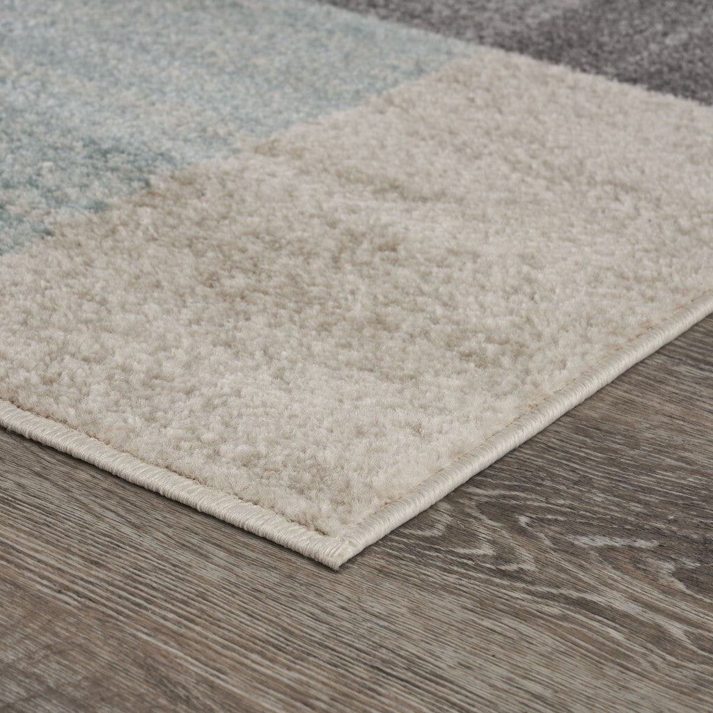 8' x 10' Beige and Black Modern Blocks Area Rug