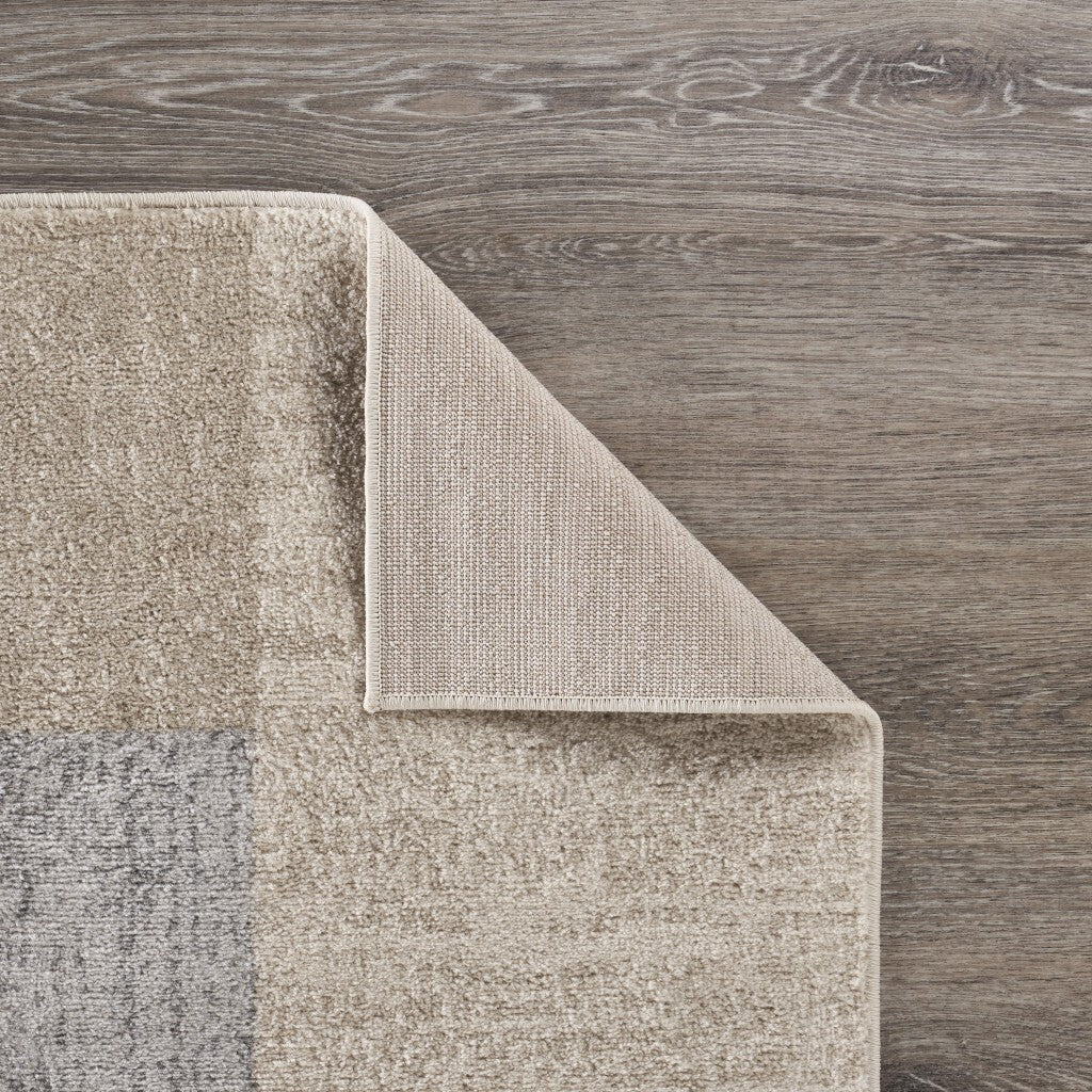 8' x 10' Beige and Black Modern Blocks Area Rug