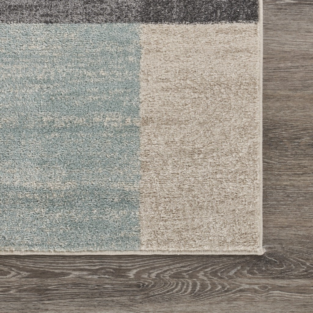 8' x 10' Beige and Black Modern Blocks Area Rug