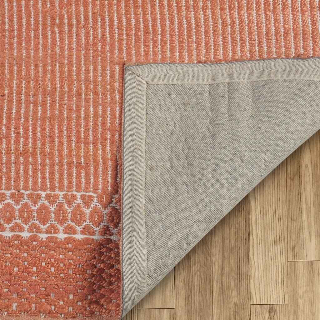 5' x 8' Orange and White Thin Striped Area Rug