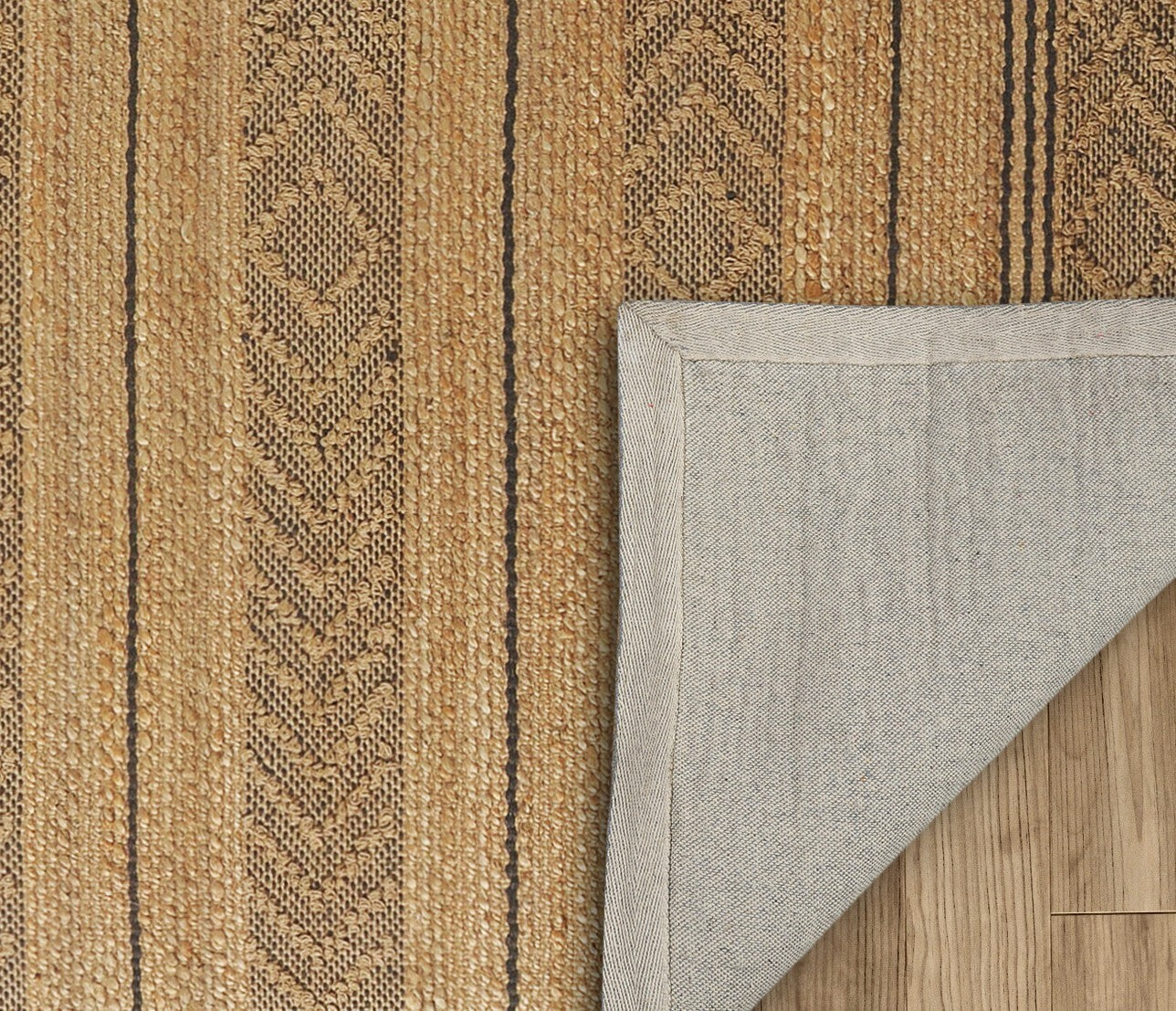8' x 10' Tan and Gray Bohemian Striped Area Rug
