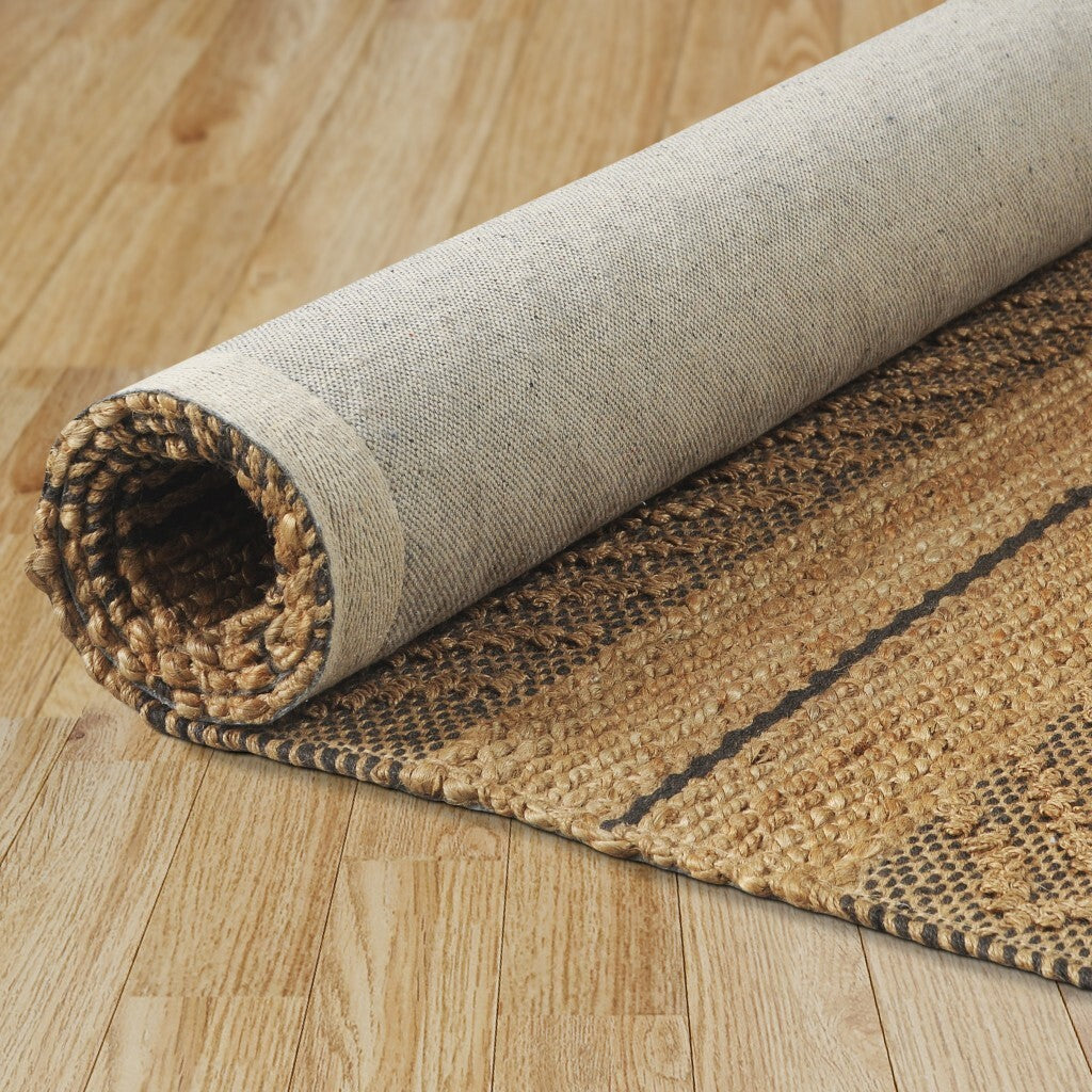 8' x 10' Tan and Gray Bohemian Striped Area Rug