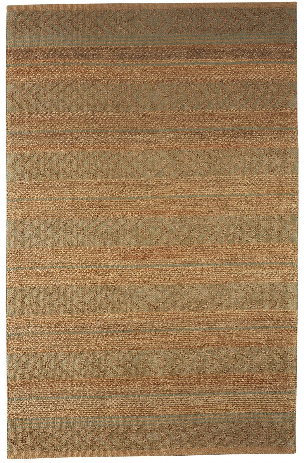 8' x 10' Seafoam and Tan Bohemian Striped Area Rug