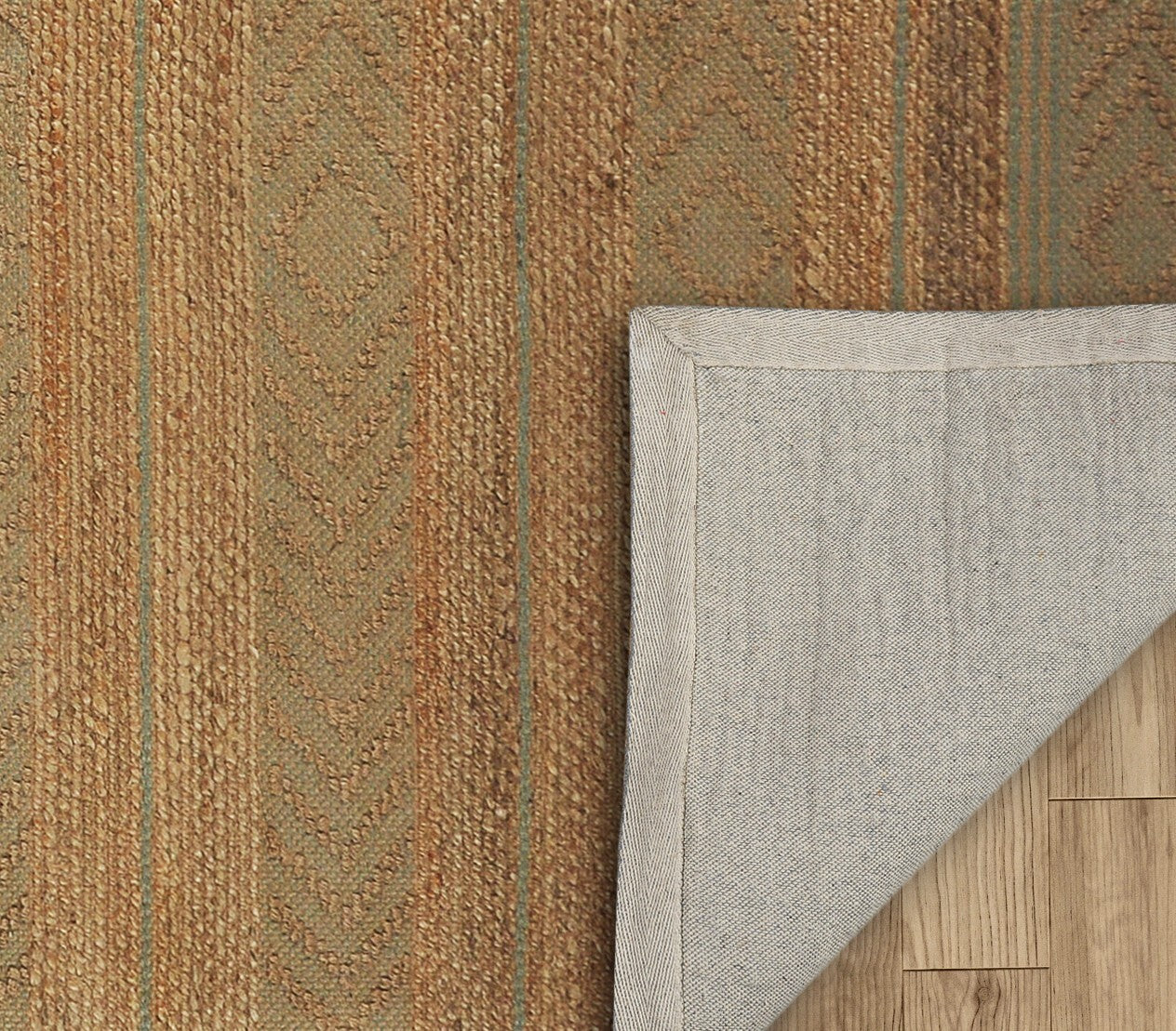 8' x 10' Seafoam and Tan Bohemian Striped Area Rug