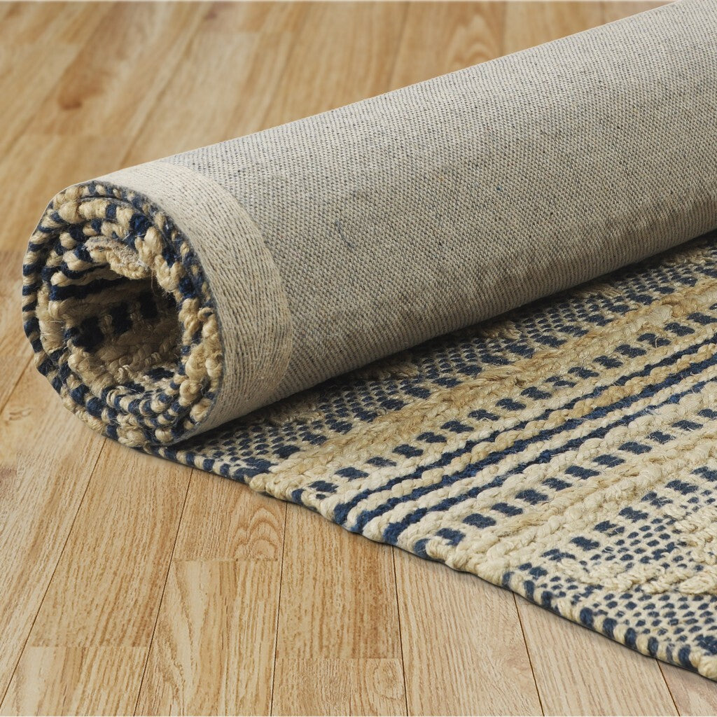 5' x 8' Blue and Beige Chevron Striped Area Rug