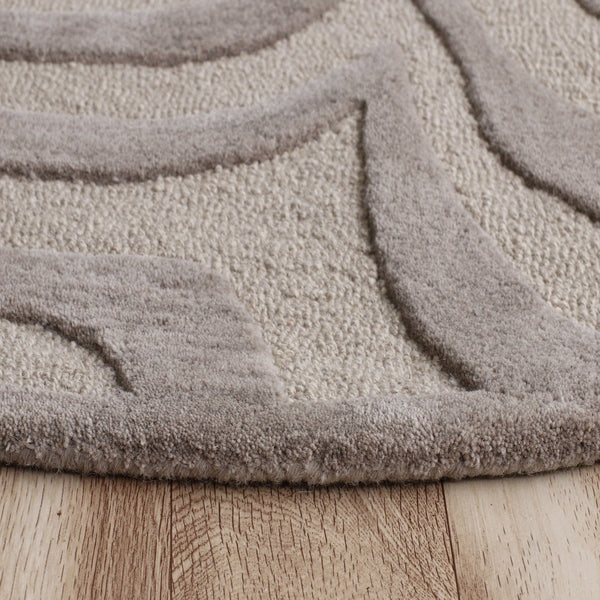 8' Round Taupe Zebra Pattern Area Rug