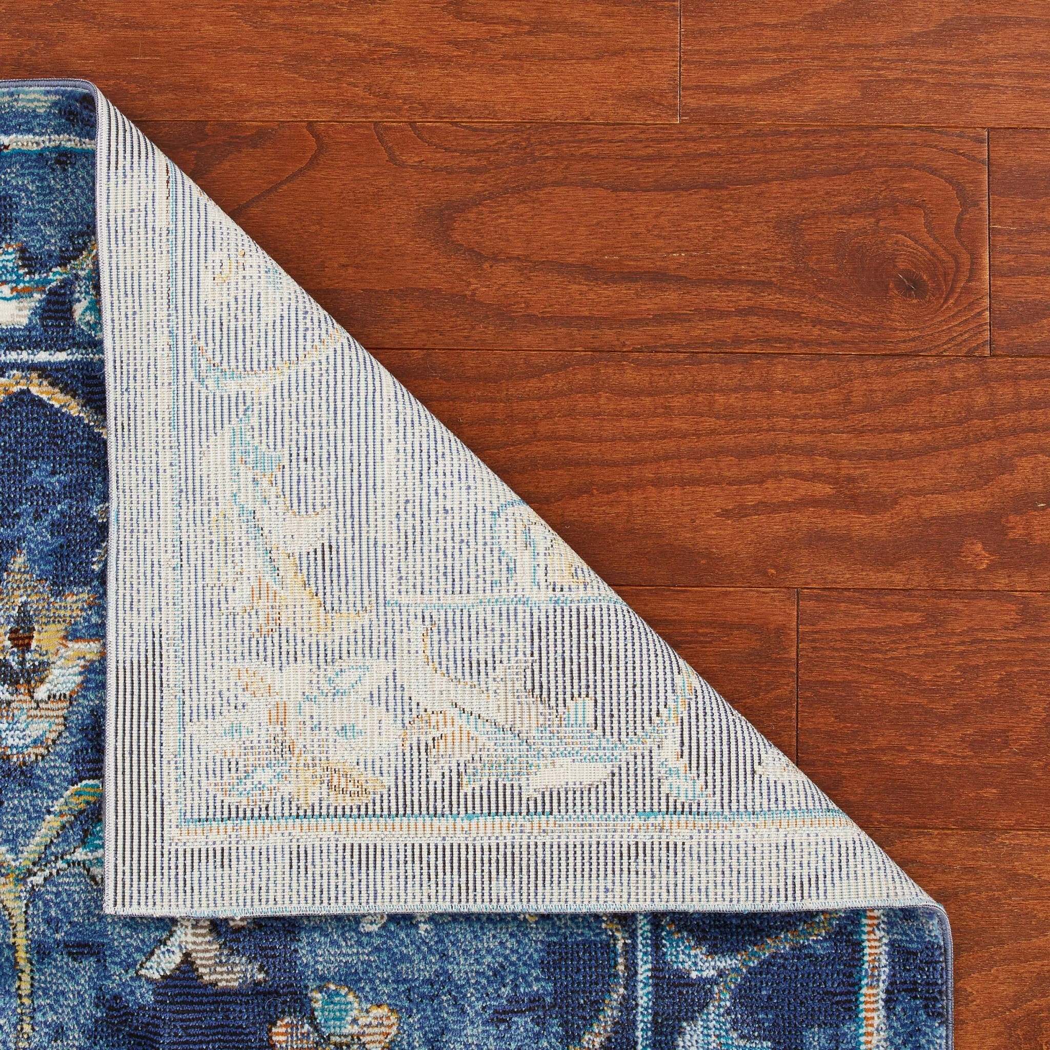 8' x 10' Blue and Gold Jacobean Area Rug