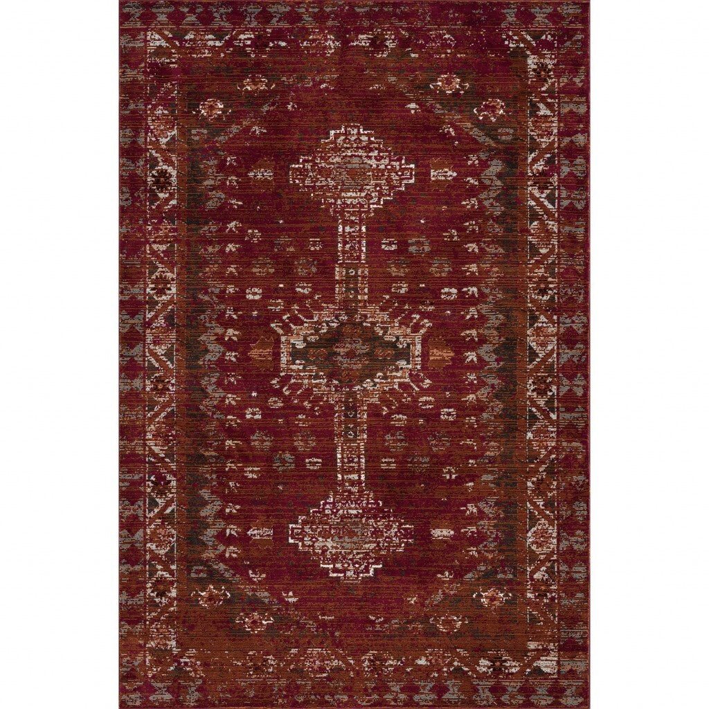 5' x 8' Deep Red Traditional Area Rug