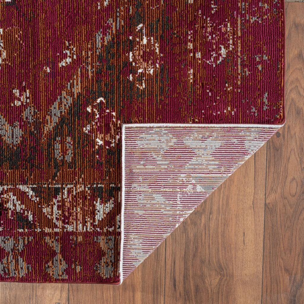 5' x 8' Deep Red Traditional Area Rug
