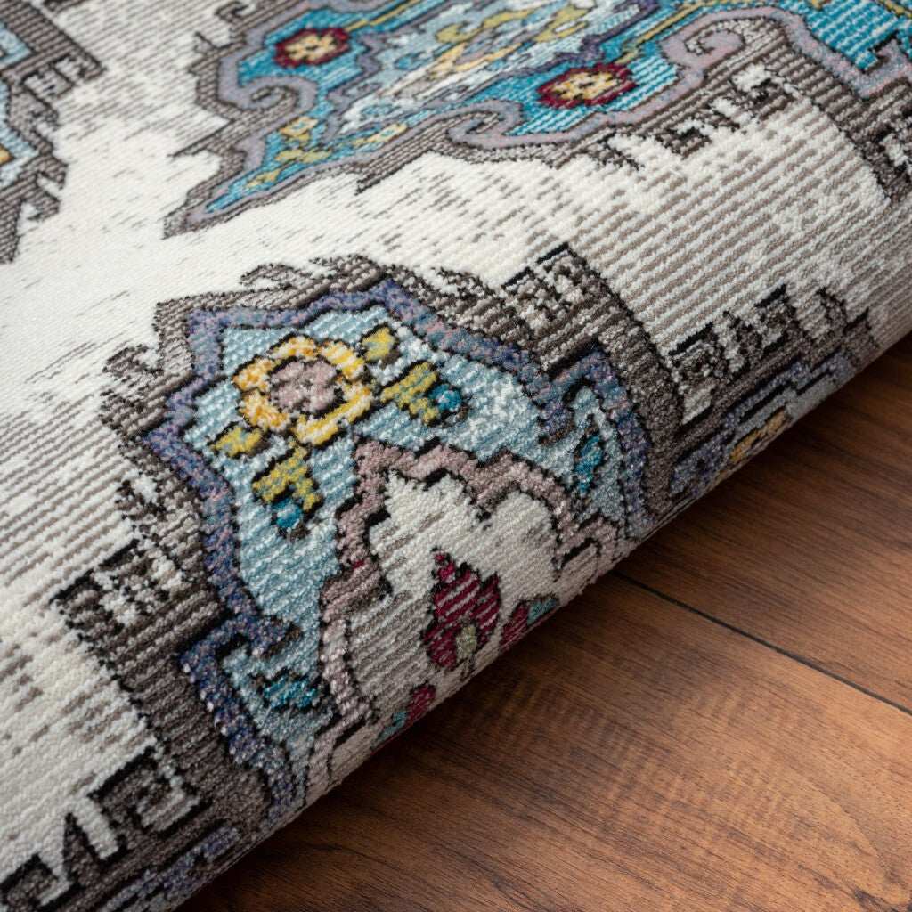 8' x 10' Blue Traditional Floral Motifs Area Rug