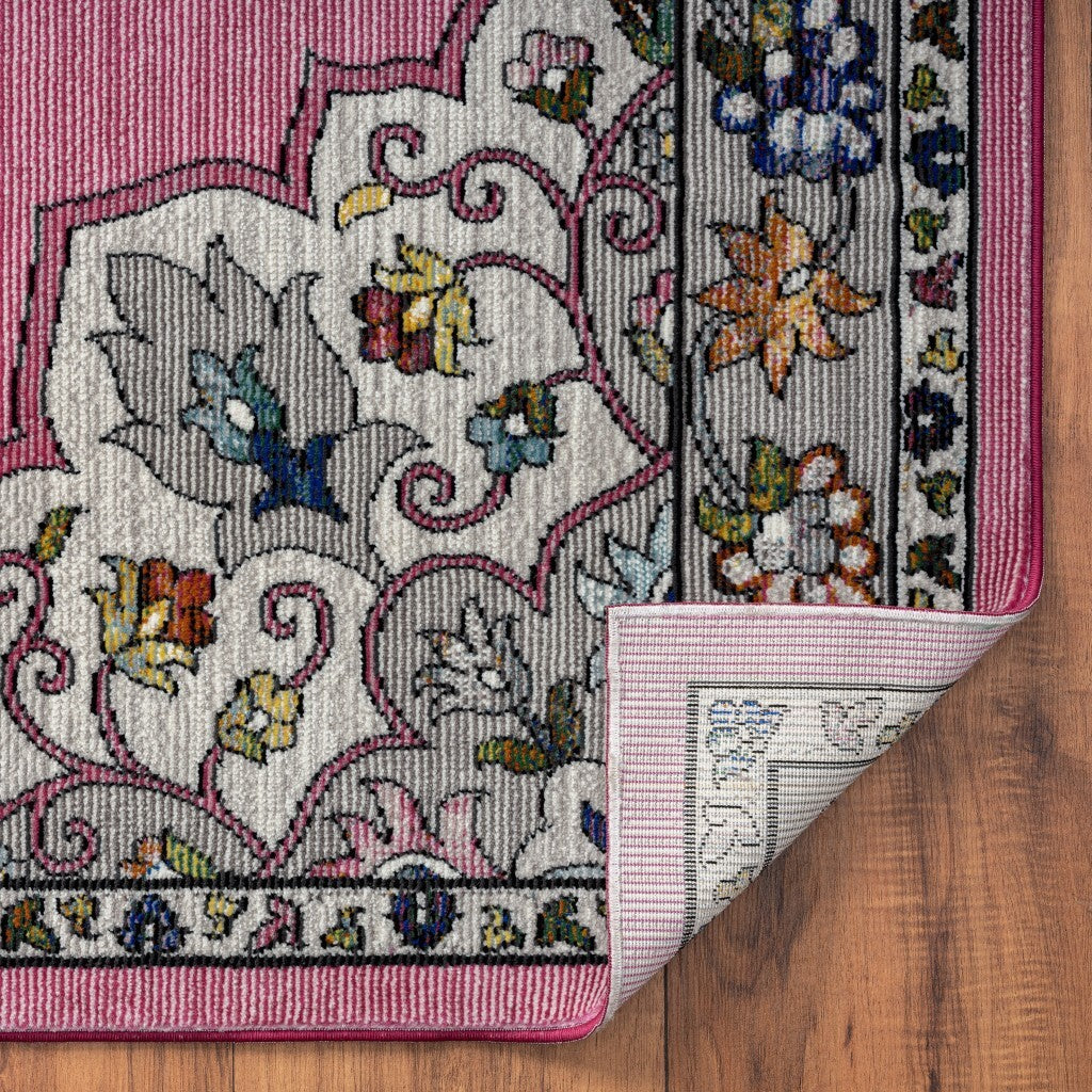 8' x 10' Pink Traditional Medallion Area Rug