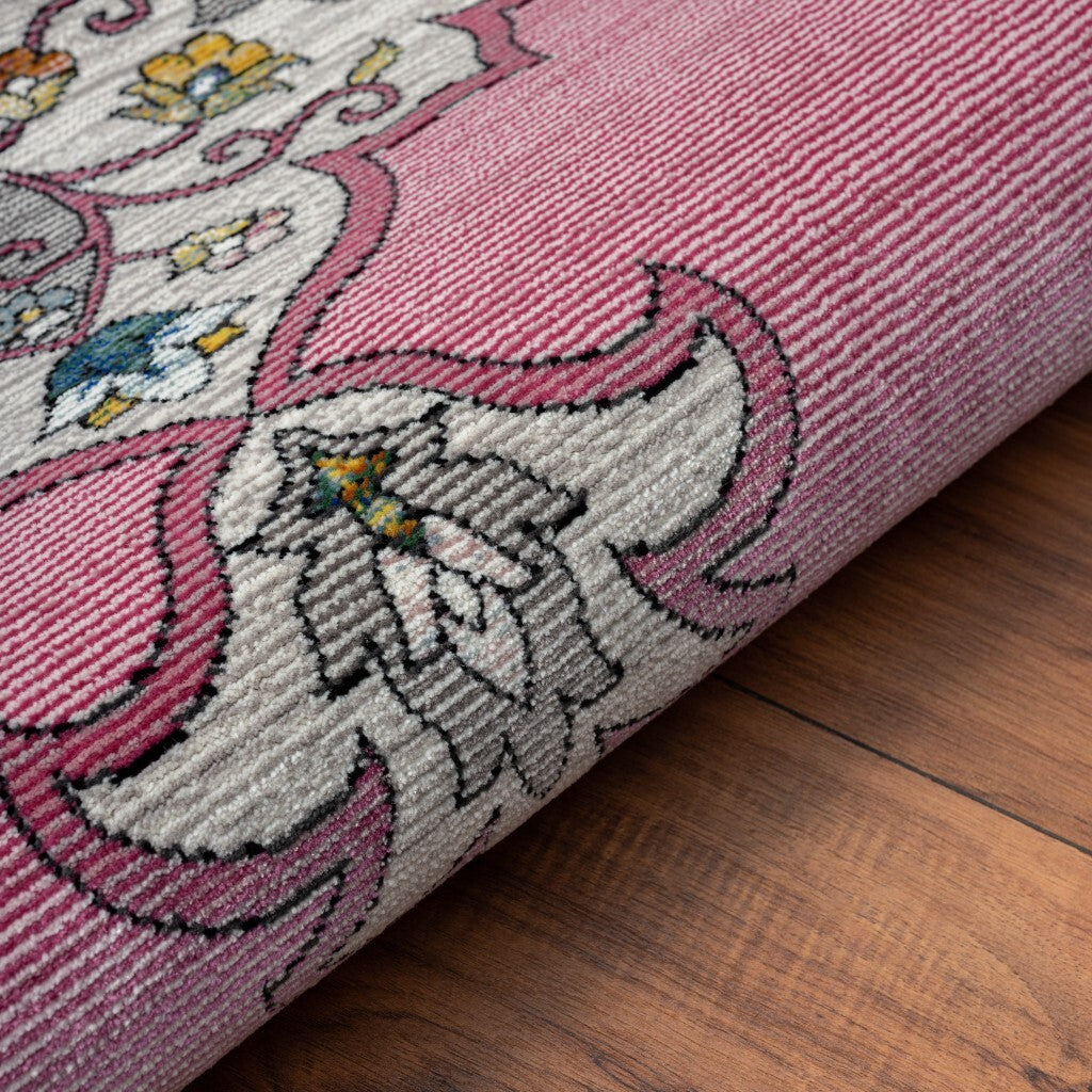 8' x 10' Pink Traditional Medallion Area Rug