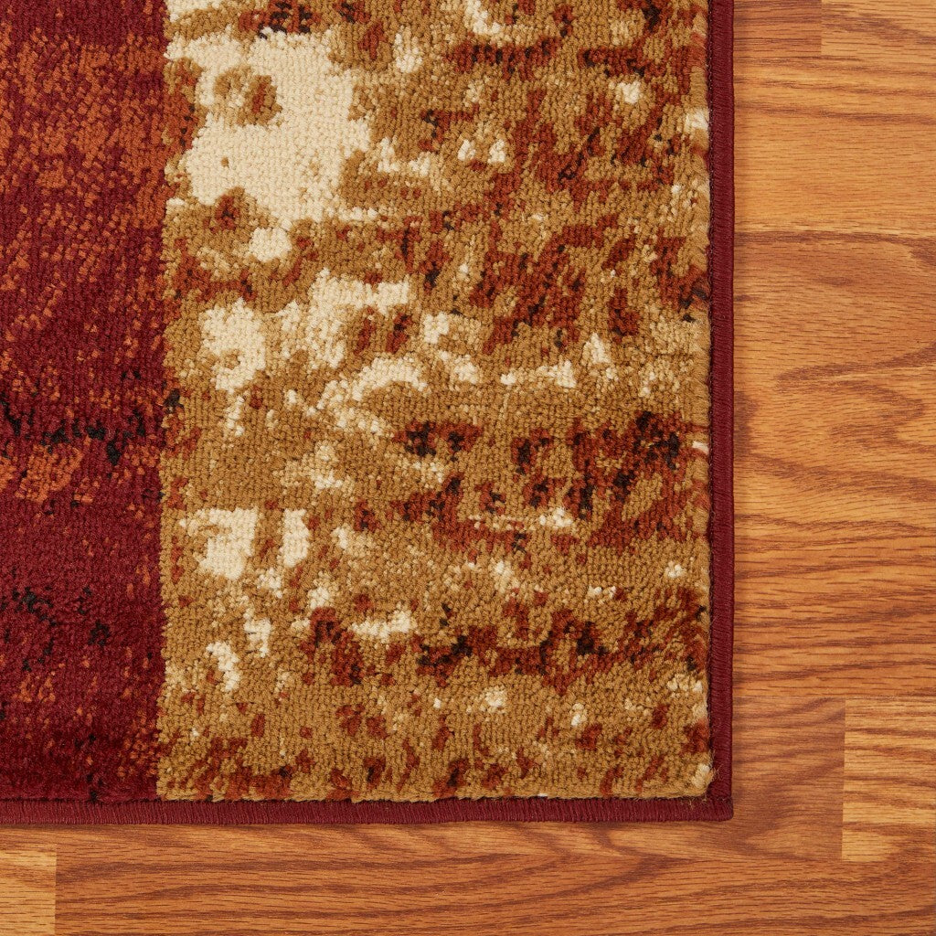 8' x 10' Red and Brown Geometric Area Rug