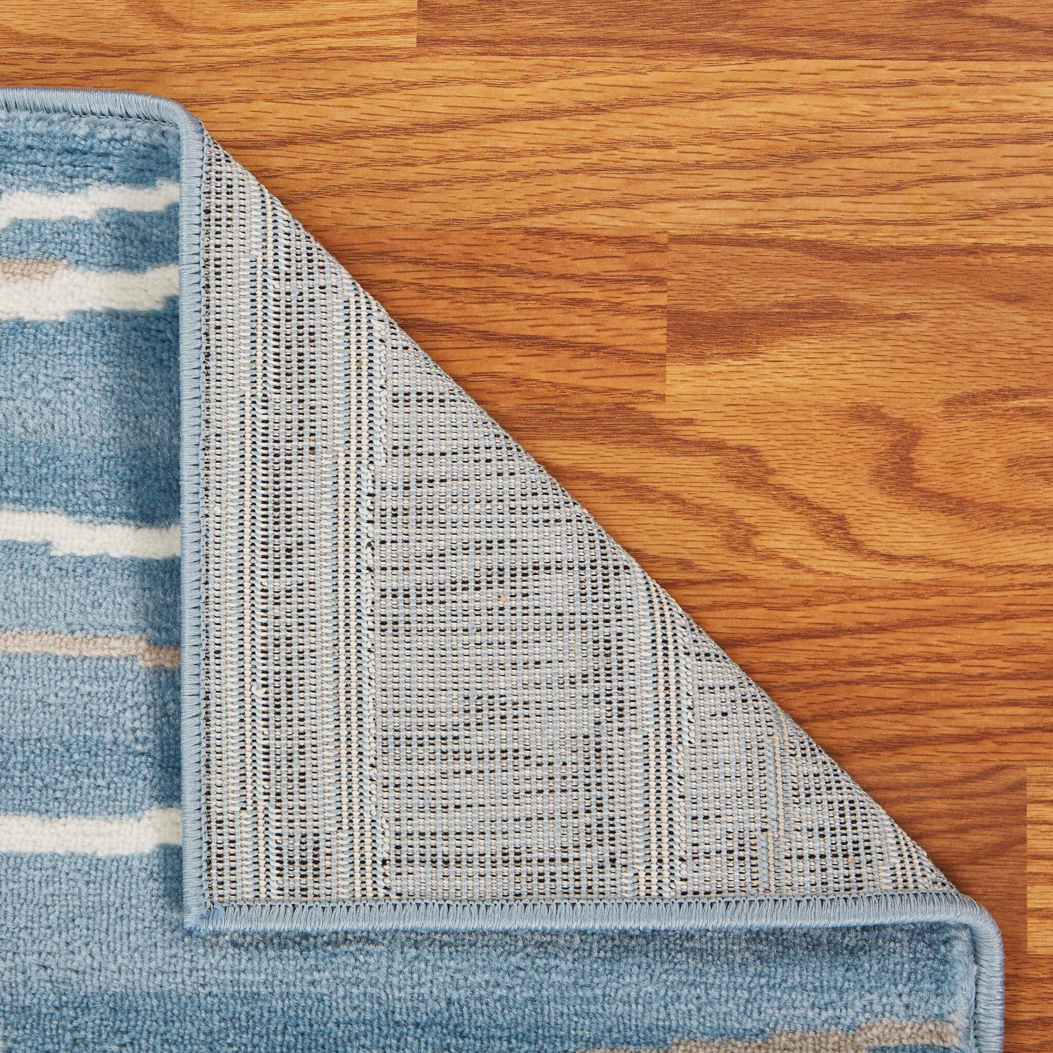 8' x 10' Blue Contemporary Waves Area Rug
