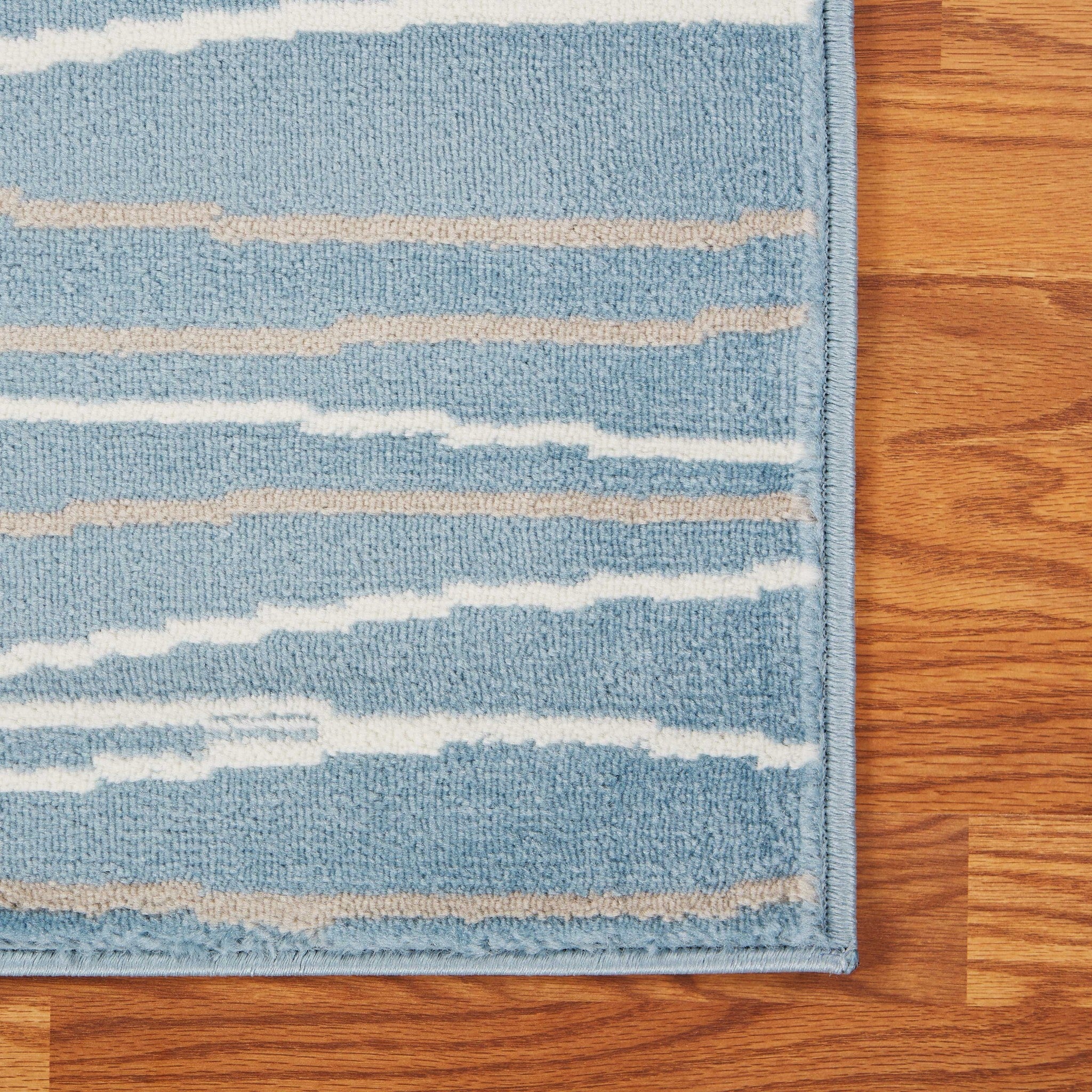 8' x 10' Blue Contemporary Waves Area Rug