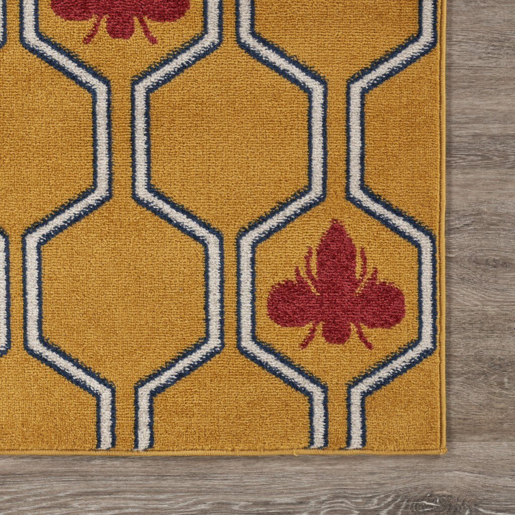 8' x 9' Yellow and Red Honey Bee Area Rug