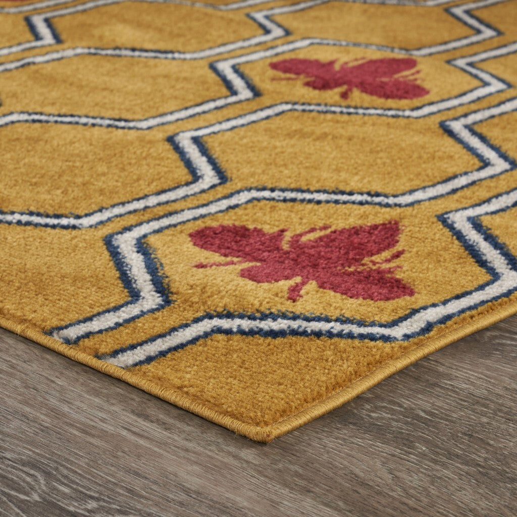 8' x 9' Yellow and Red Honey Bee Area Rug