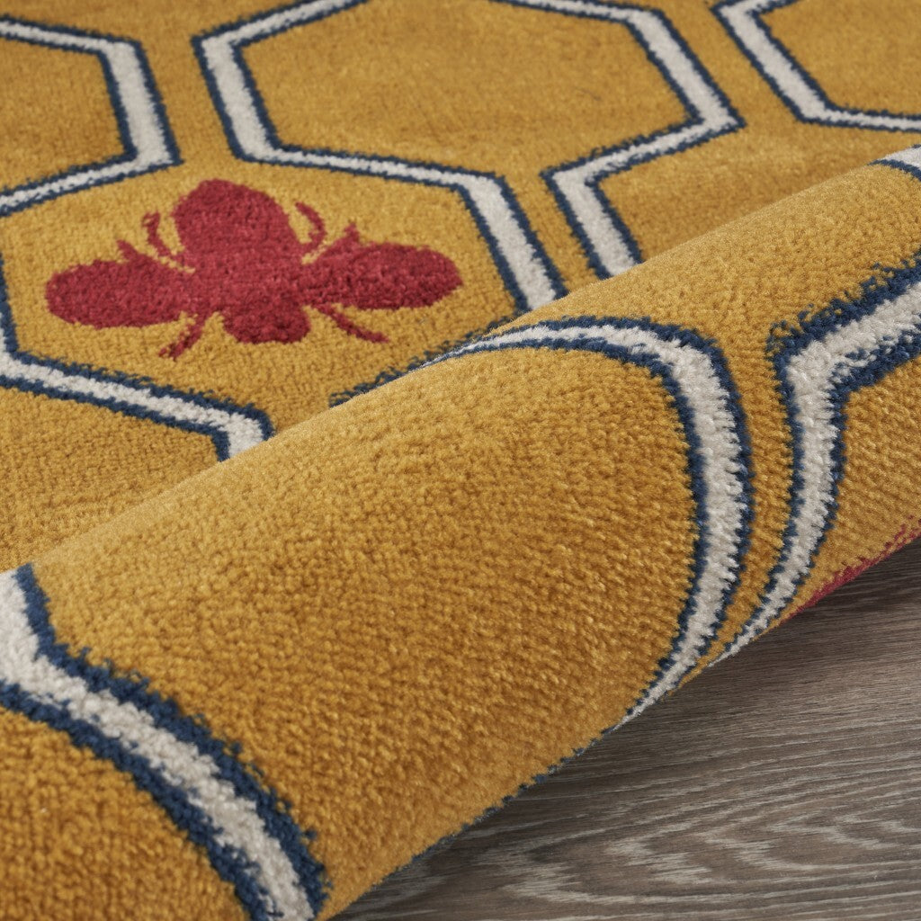 8' x 9' Yellow and Red Honey Bee Area Rug