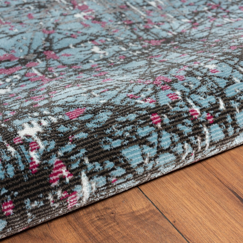 5' x 8' Blue Chaotic Strokes Area Rug