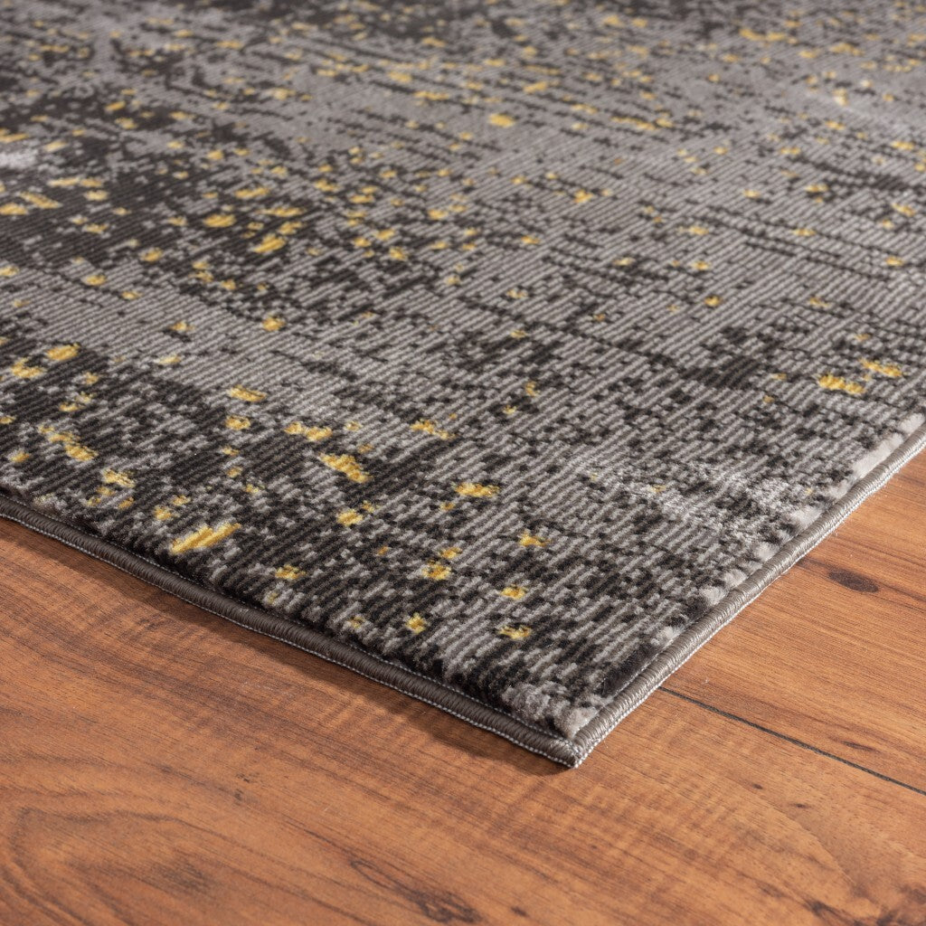8' x 10' Gray and Yellow Abstract Sprinkle Area Rug