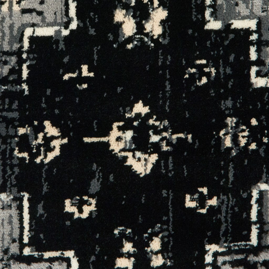 8' x 10' Black Medallion Oriental Area Rug