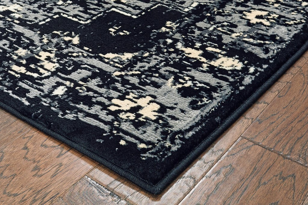 8' x 10' Black Medallion Oriental Area Rug