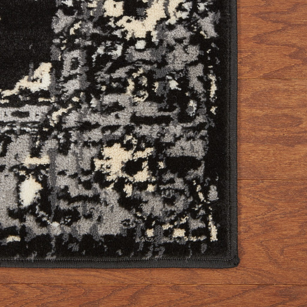 8' x 10' Black Medallion Oriental Area Rug