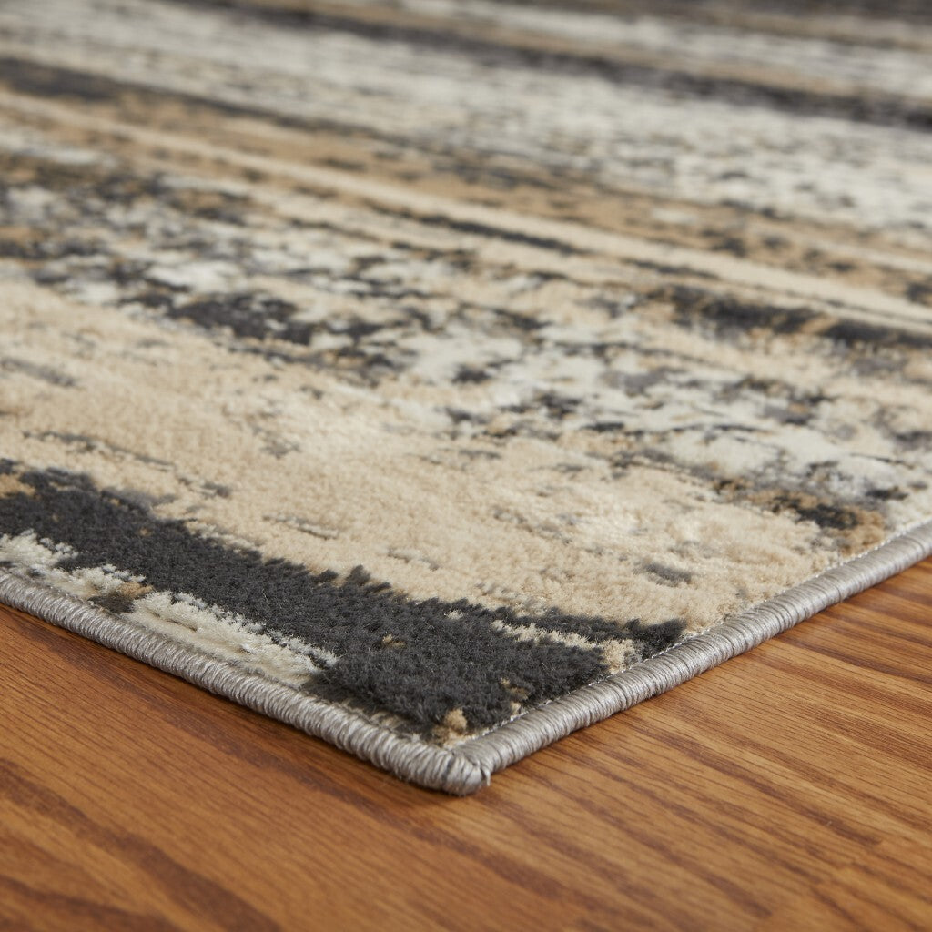 8' x 10' Beige and Black Abstract Desert Area Rug