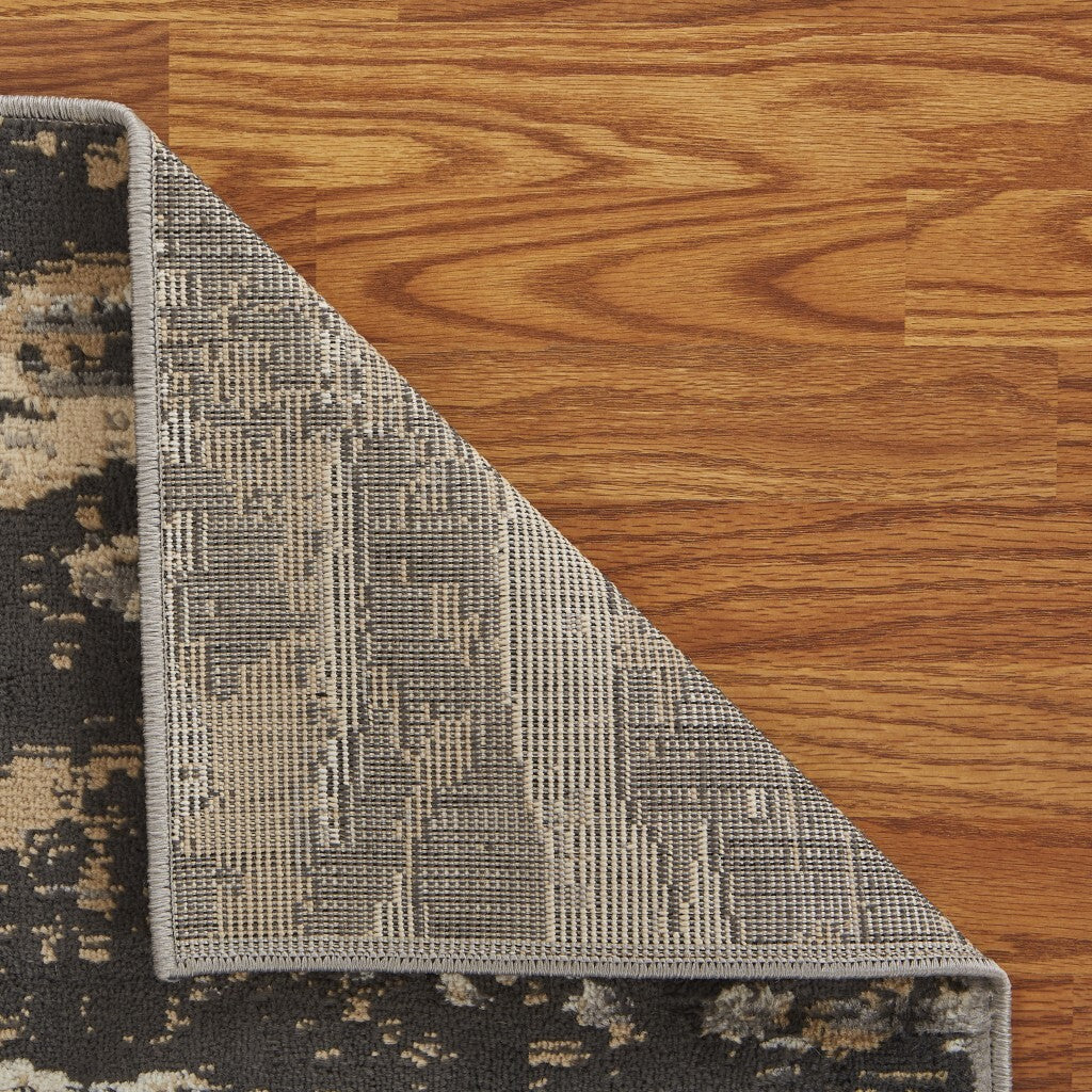 8' x 10' Beige and Black Abstract Desert Area Rug