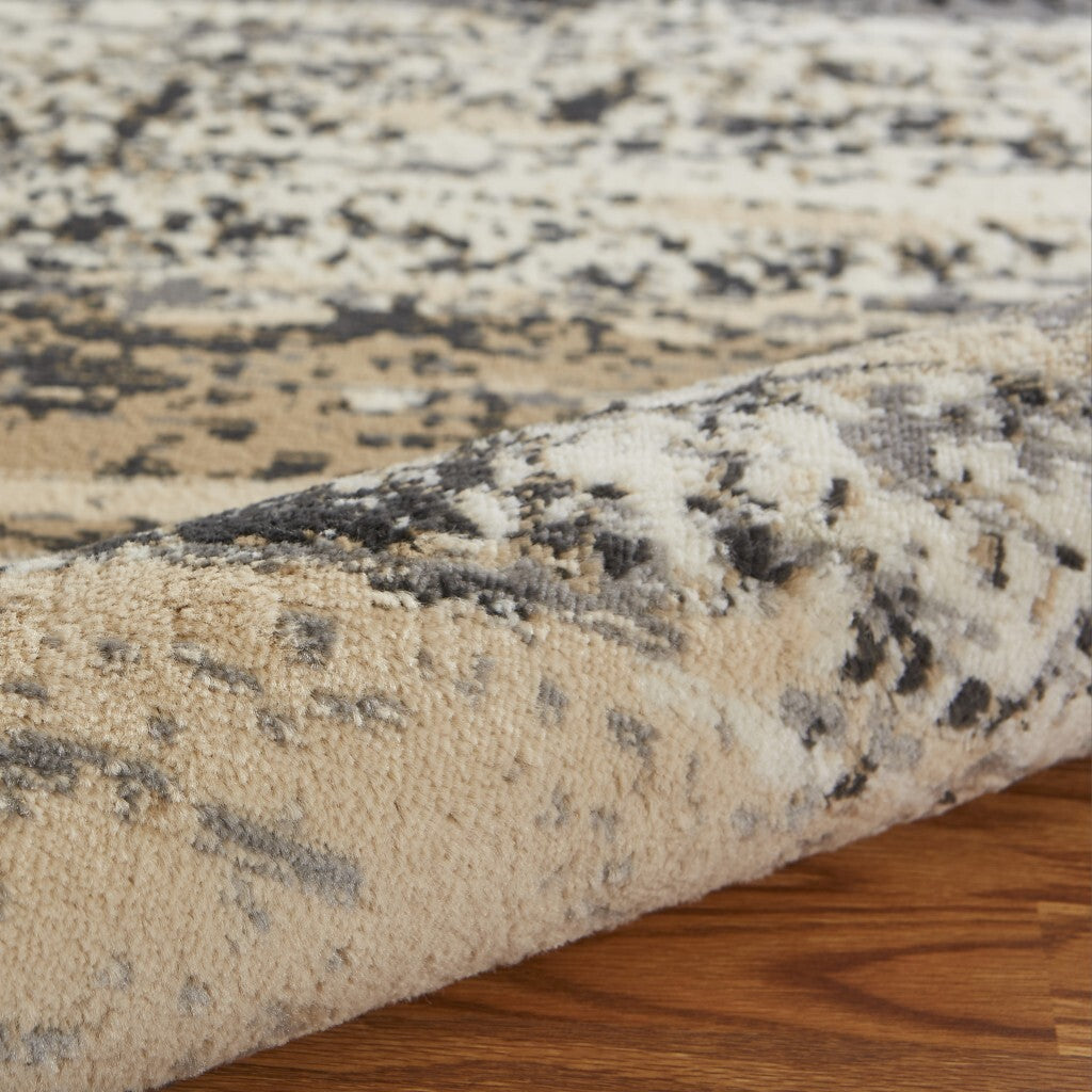 8' x 10' Beige and Black Abstract Desert Area Rug