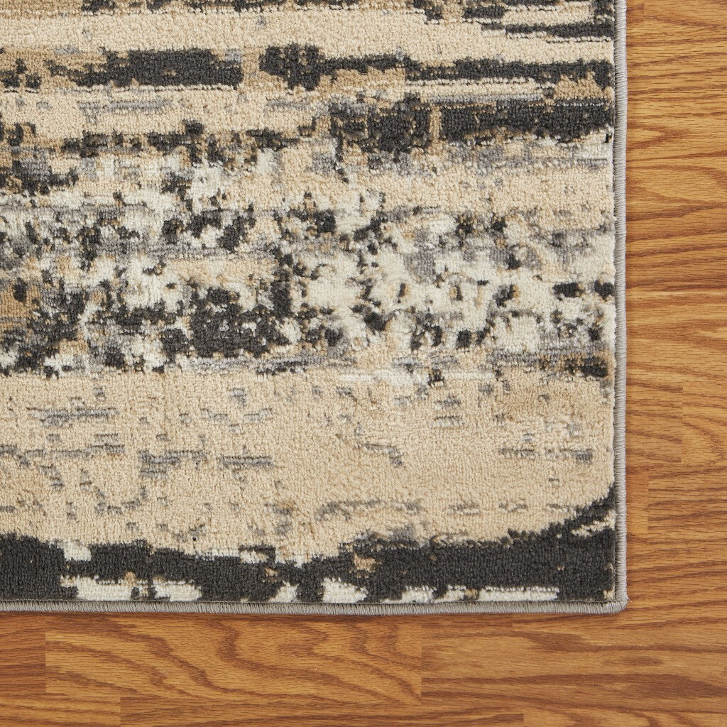 8' x 10' Beige and Black Abstract Desert Area Rug