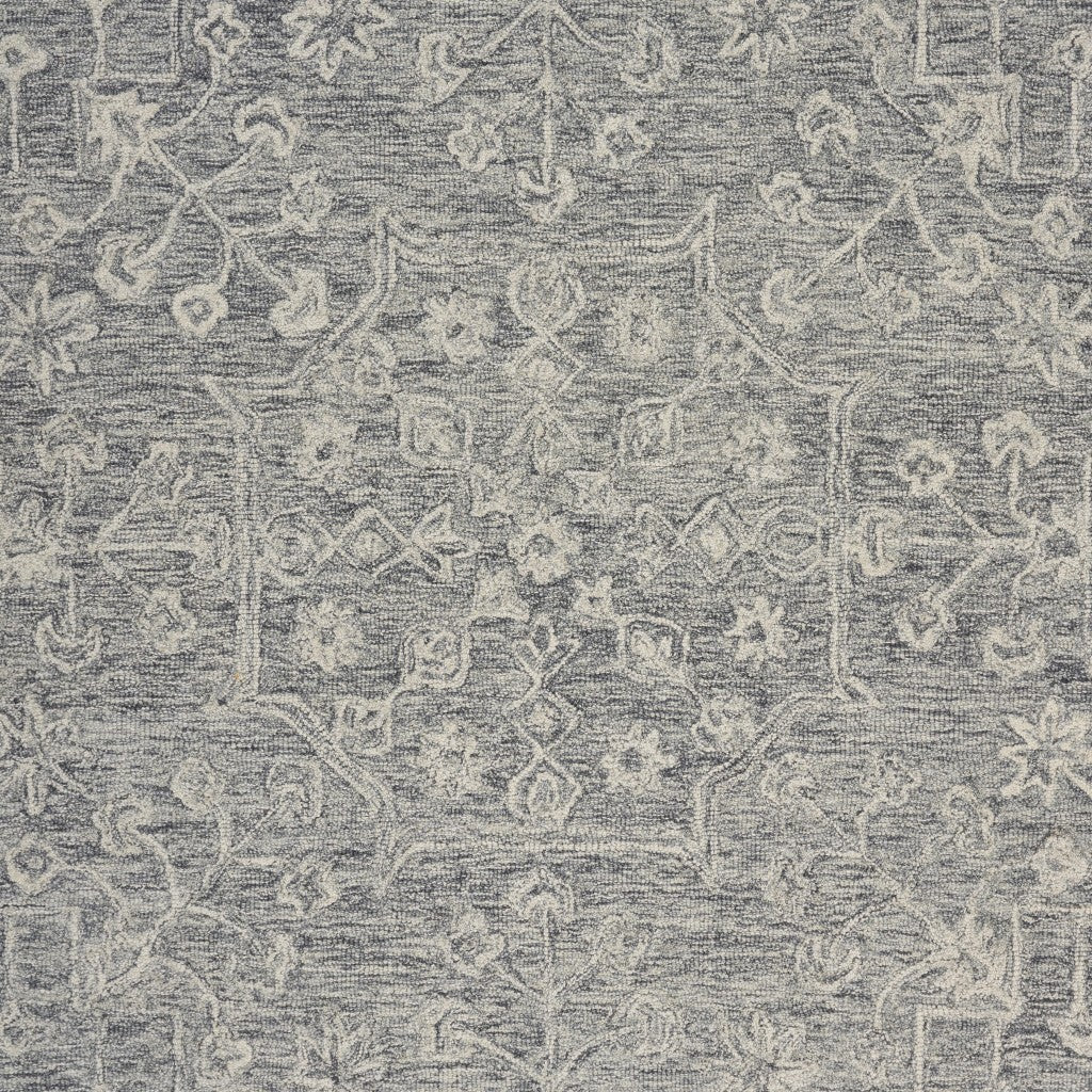 8' Round Gray Floral Finesse Area Rug
