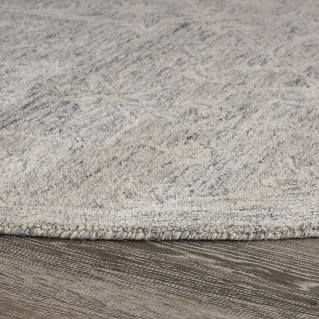 8' Round Gray Floral Finesse Area Rug