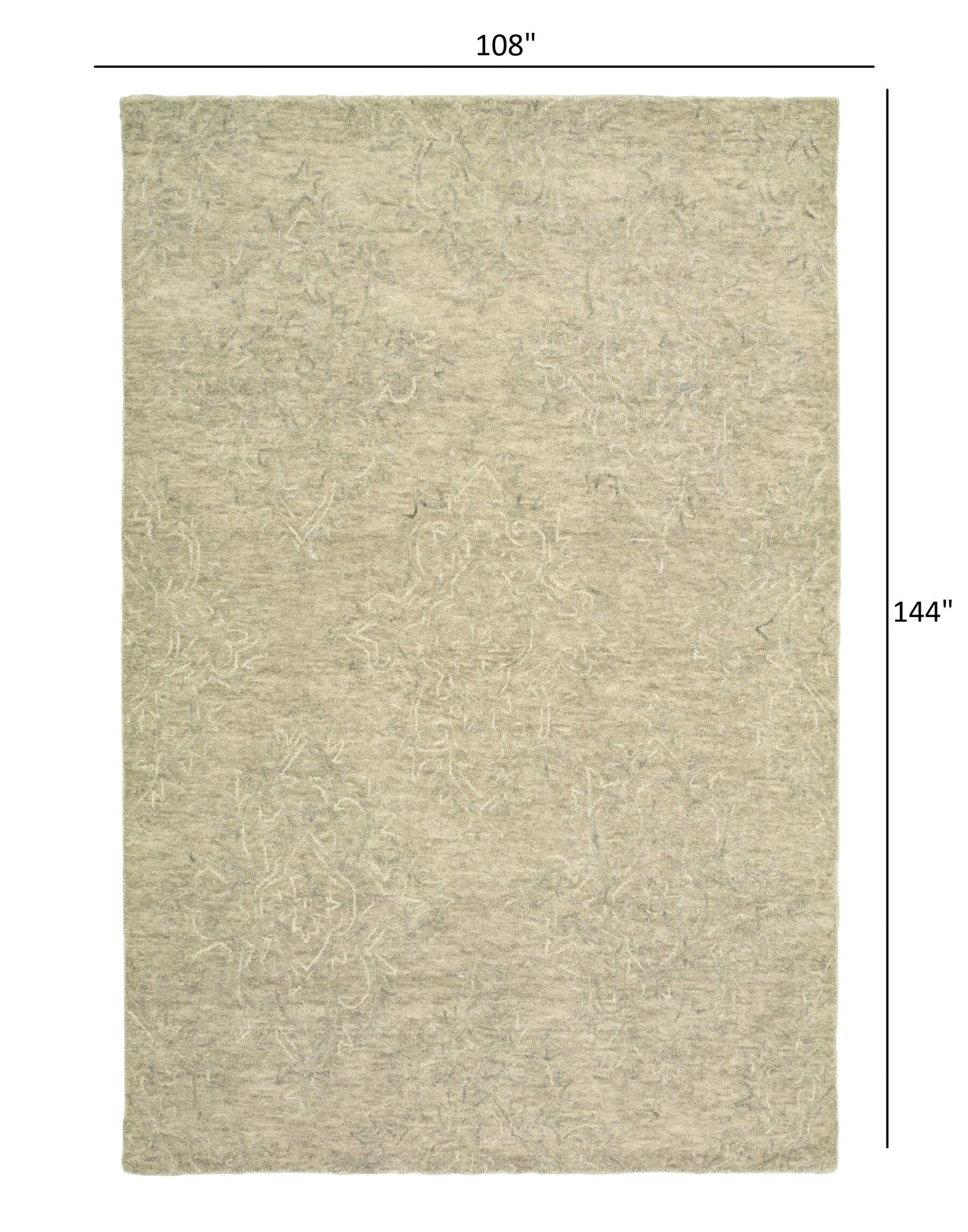 9' x 12' Light Green Floral Paradise Area Rug