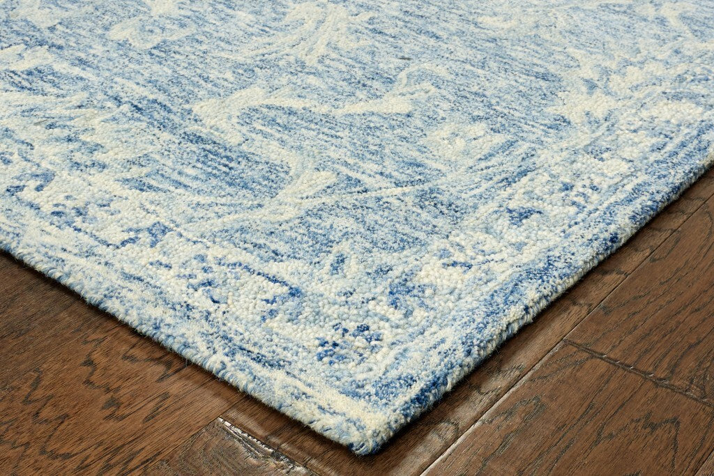 9' x 12' Blue and Ivory Interlacing Vines Area Rug
