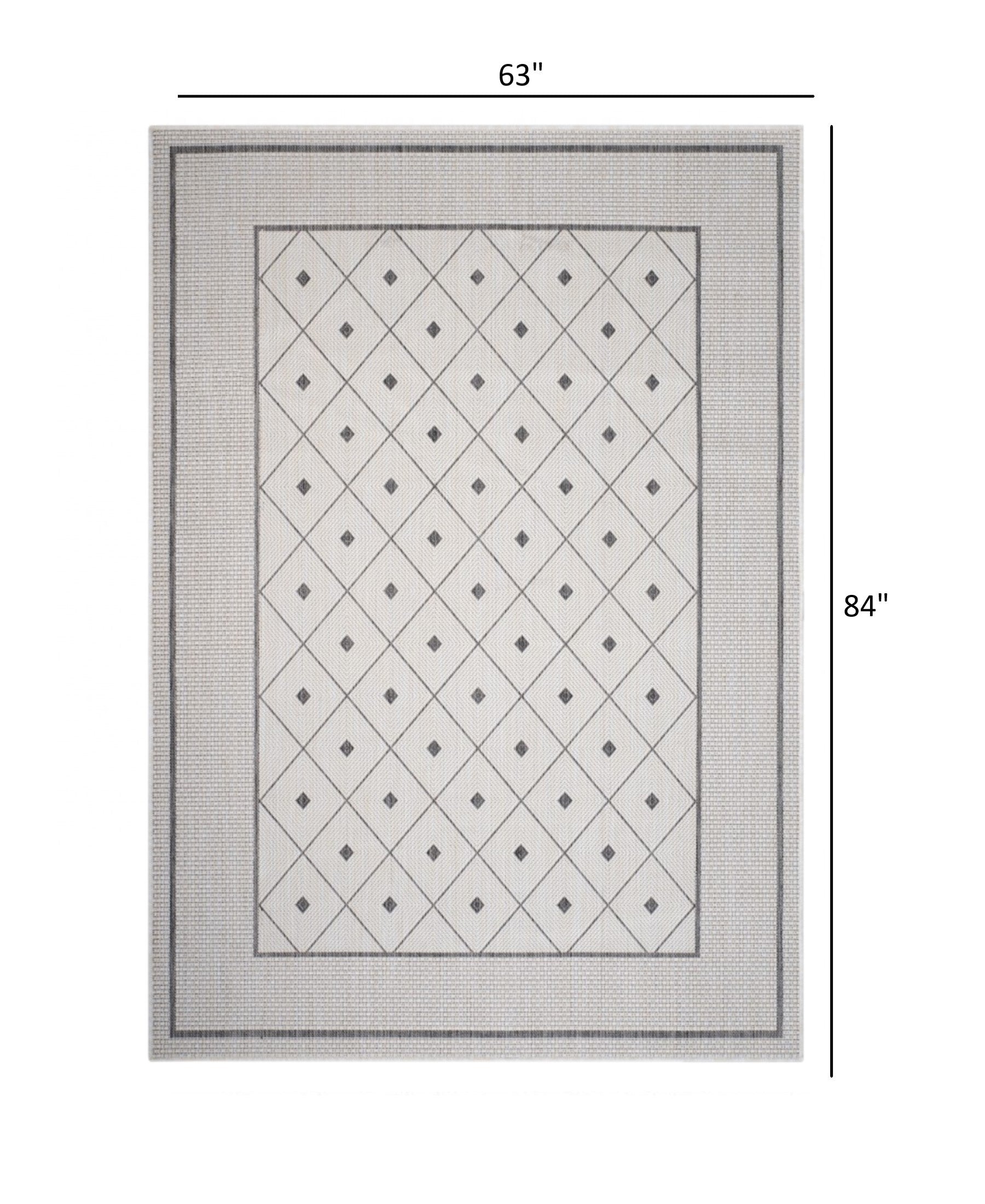 5' x 7' Gray Diamonds Indoor Outdoor Area Rug