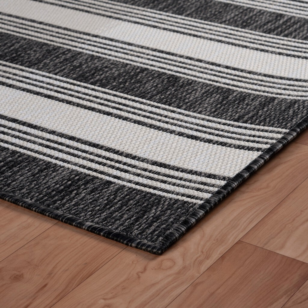 3' x 5' Gray Striped Indoor Outdoor Area Rug