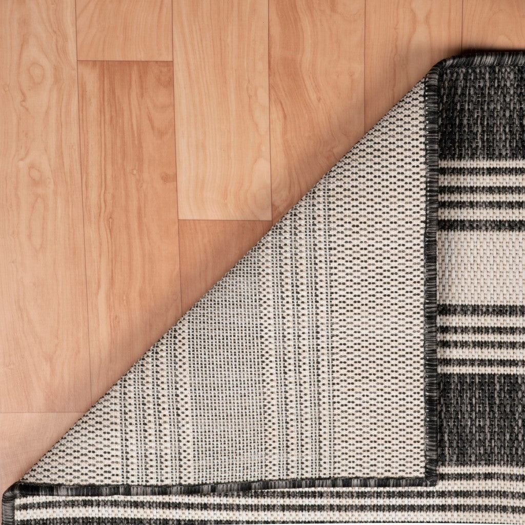 3' x 5' Gray Striped Indoor Outdoor Area Rug