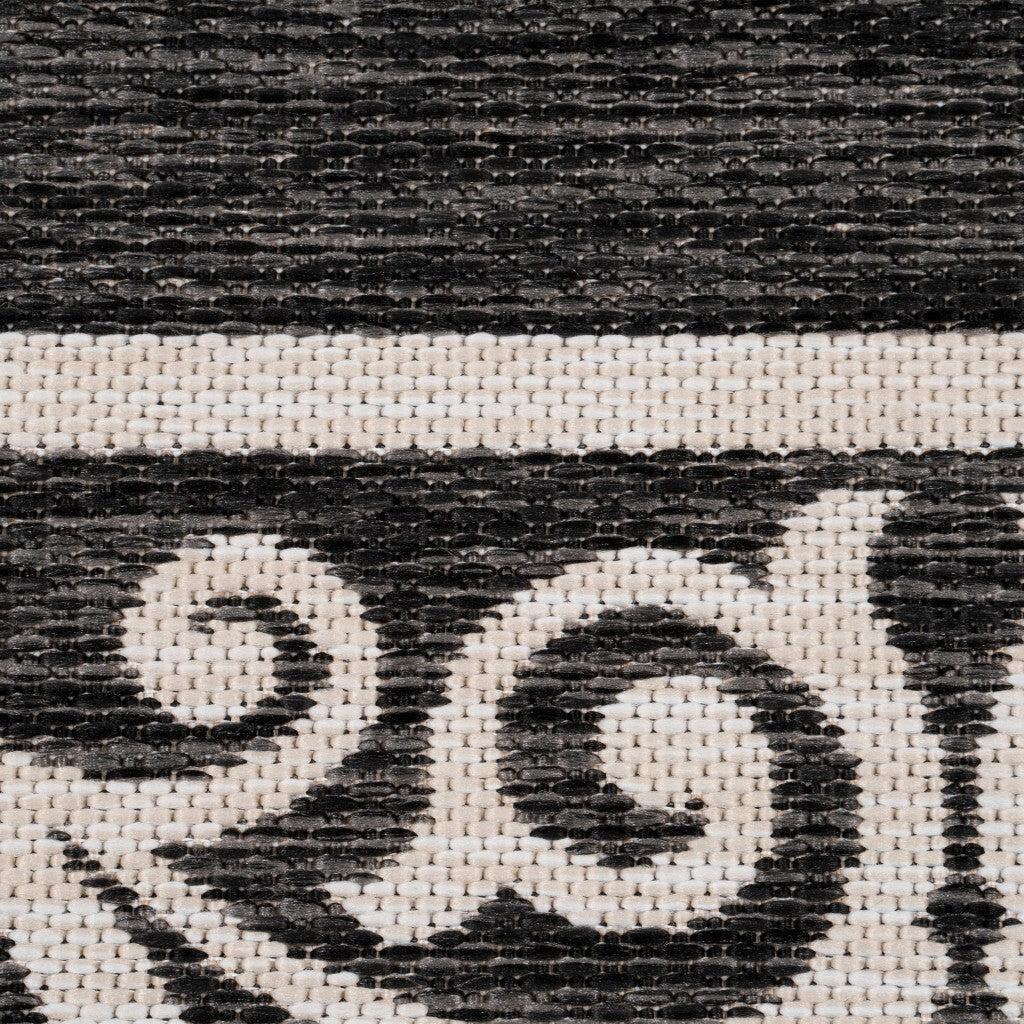 5' x 7' Gray Ornate Border Indoor Outdoor Area Rug