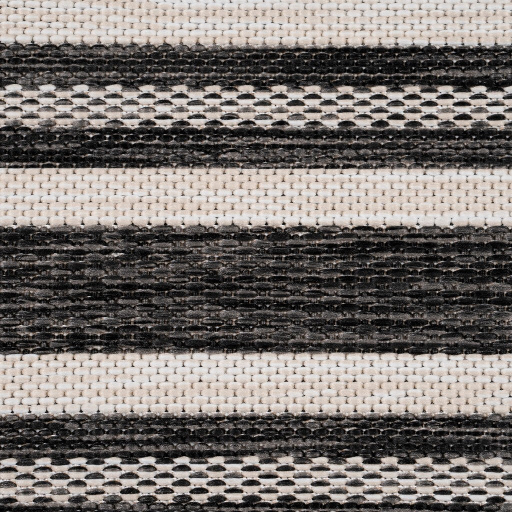 8' x 10' Gray Stripe Border Indoor Outdoor Area Rug