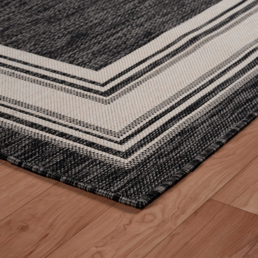 5' x 7' Gray Framed Indoor Outdoor Area Rug