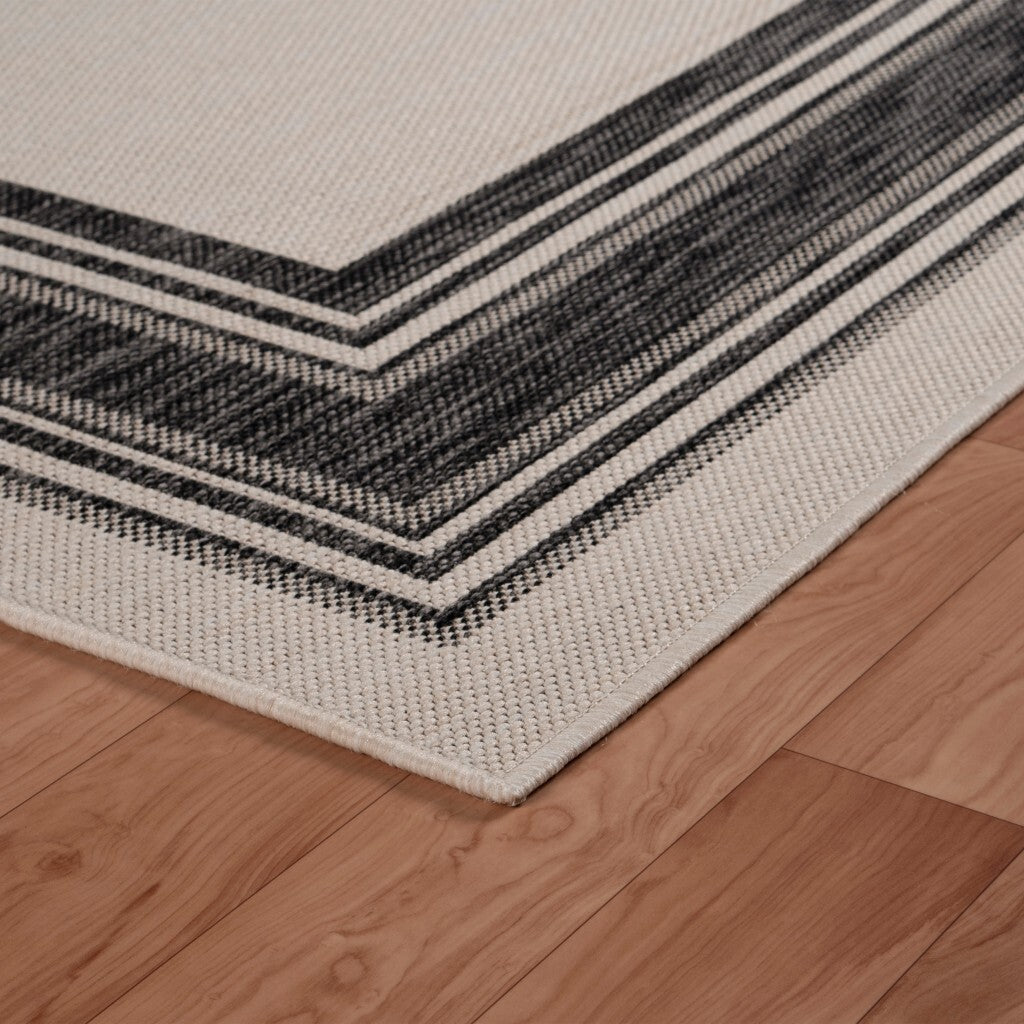 3' x 5' Gray Framed Indoor Outdoor Area Rug